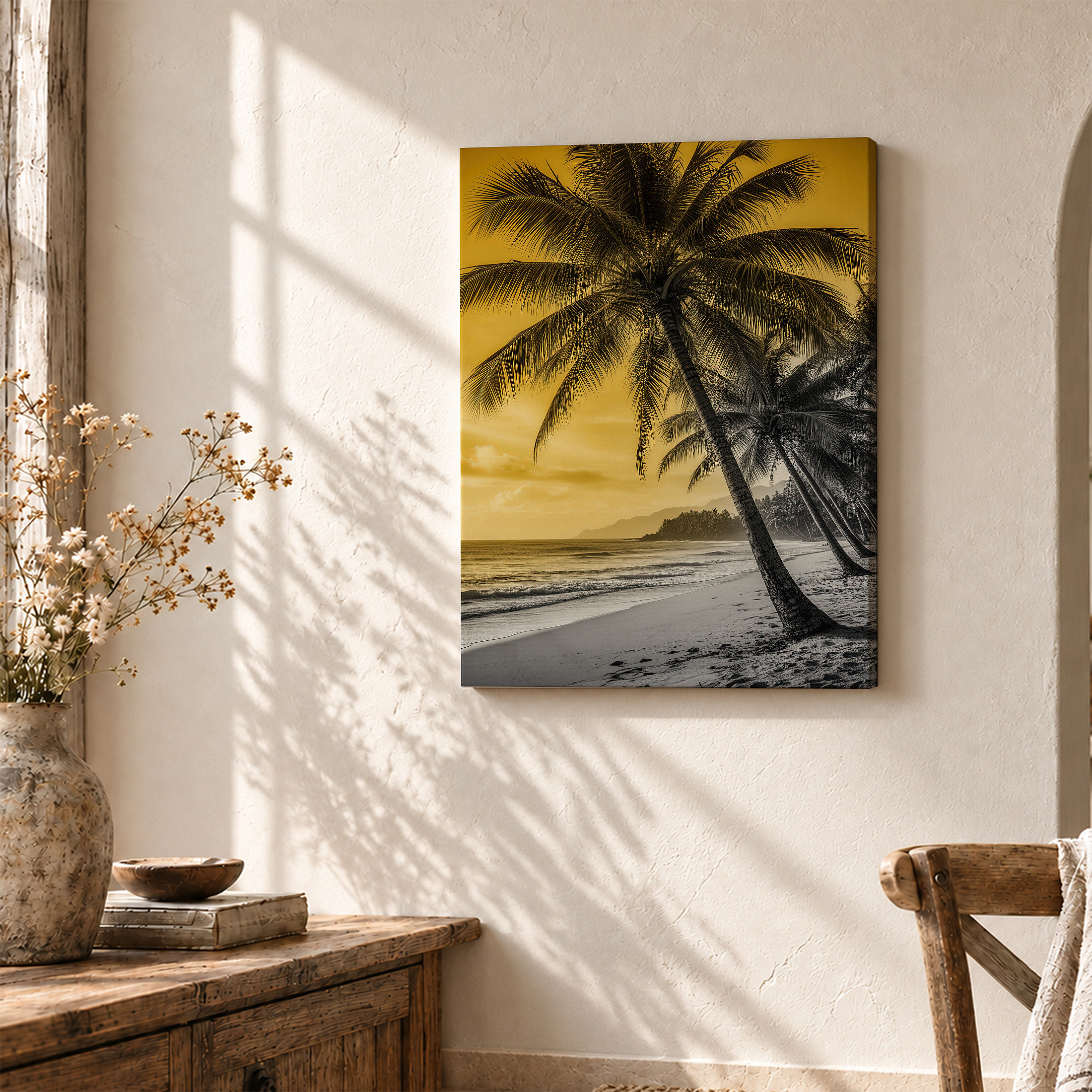 Tropical Sunset Palm Trees Framed Canvas Wall Art - Ready to Hang - Image 3