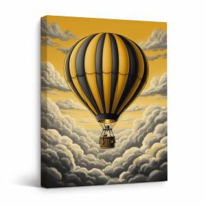 Golden Hot Air Balloon Framed Canvas Wall Art - Ready to Hang