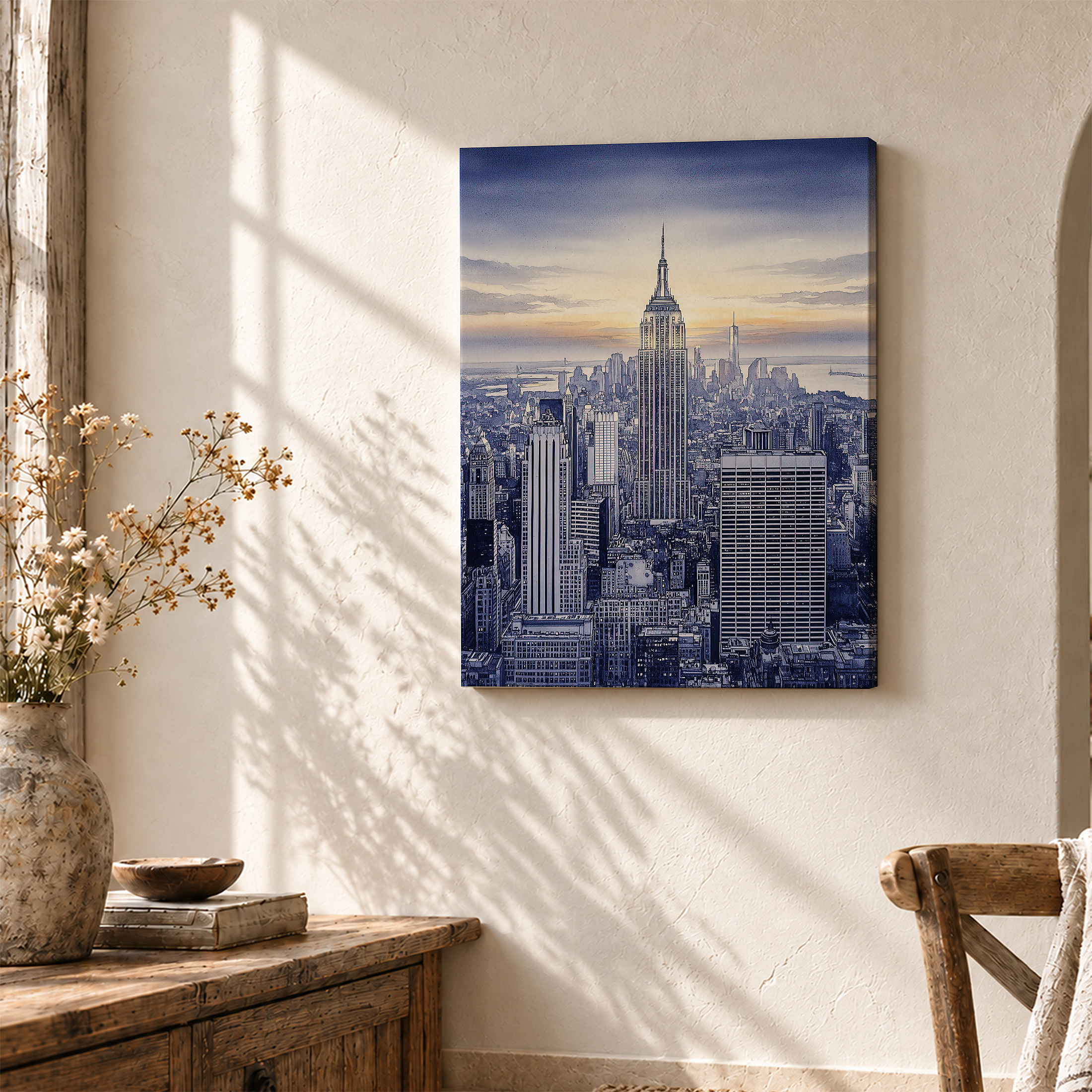 New York City Skyline Sunset Framed Canvas Wall Art - Image 3