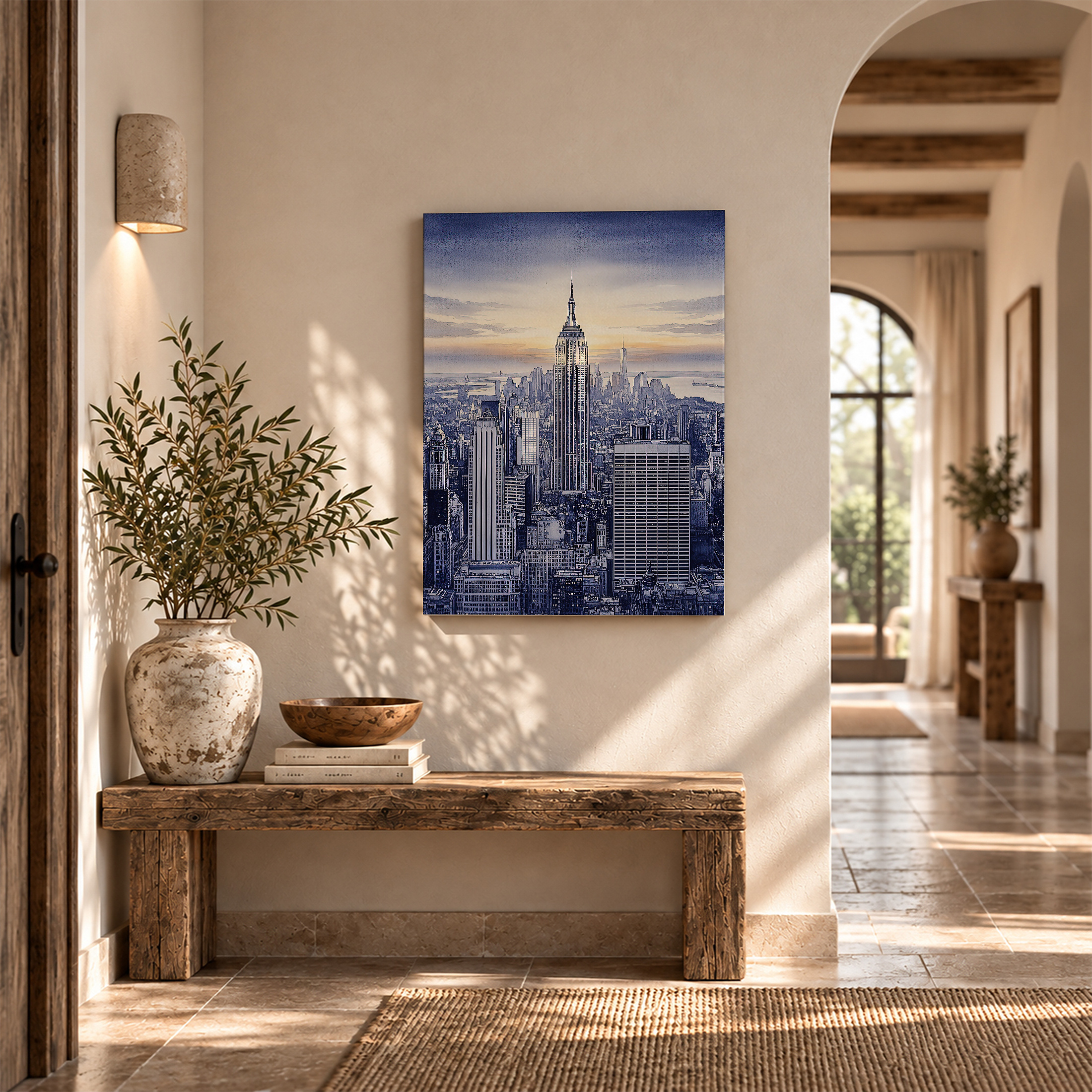 New York City Skyline Sunset Framed Canvas Wall Art - Image 6