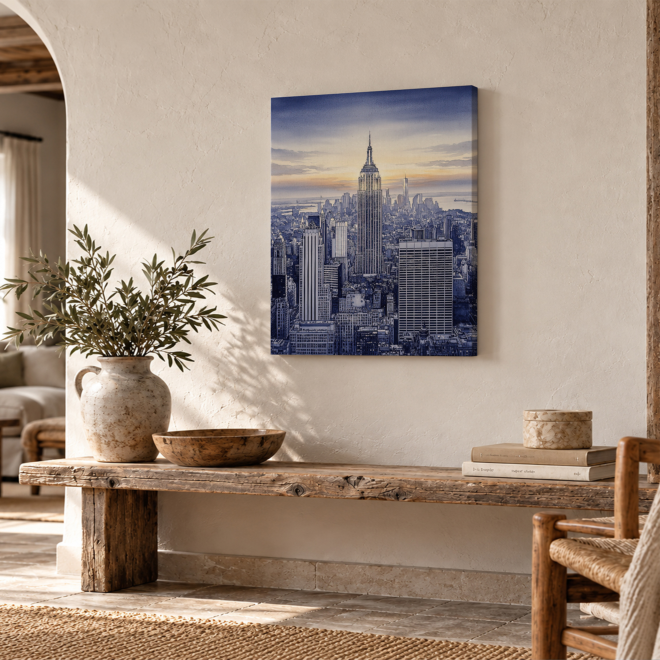 New York City Skyline Sunset Framed Canvas Wall Art - Image 2