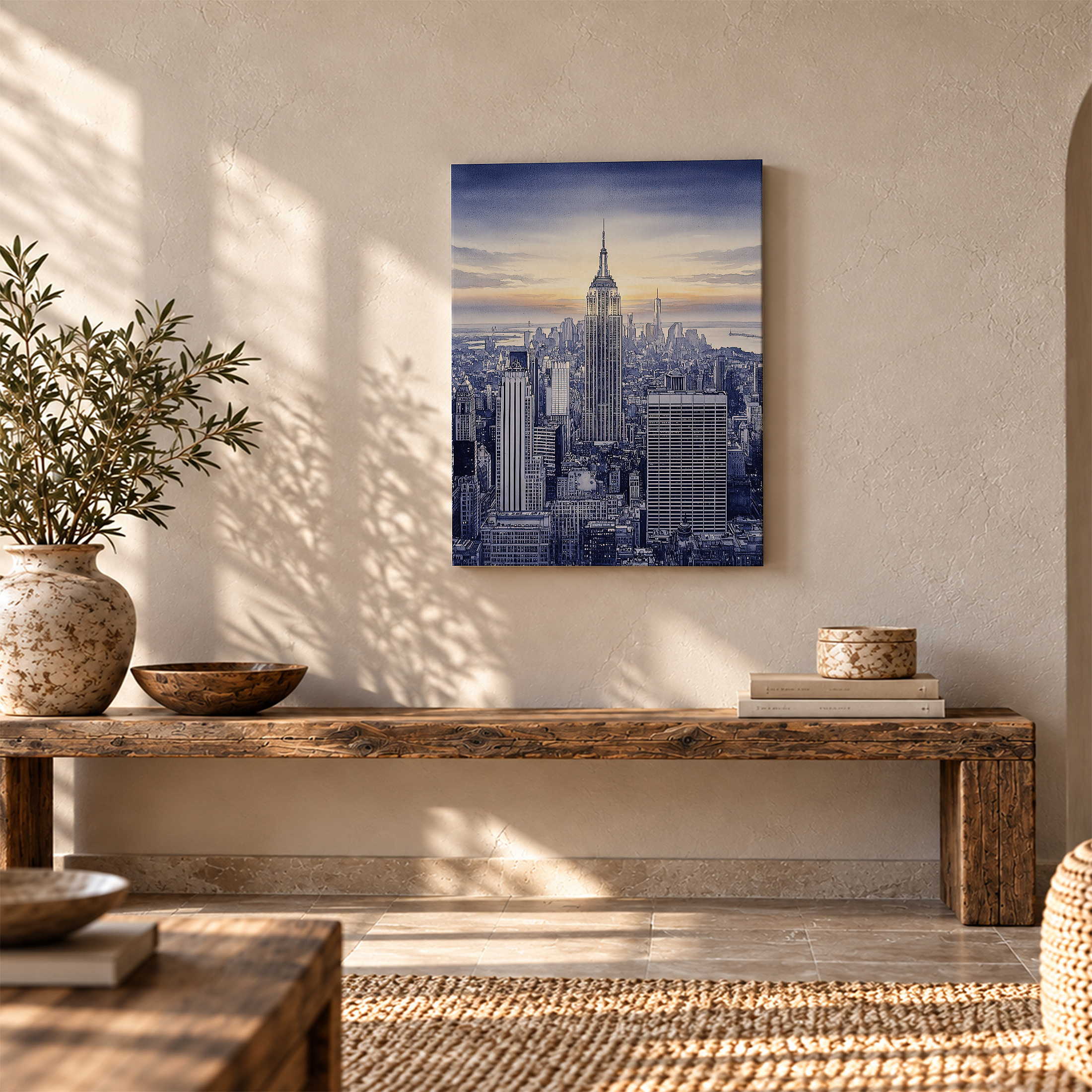 New York City Skyline Sunset Framed Canvas Wall Art - Image 5
