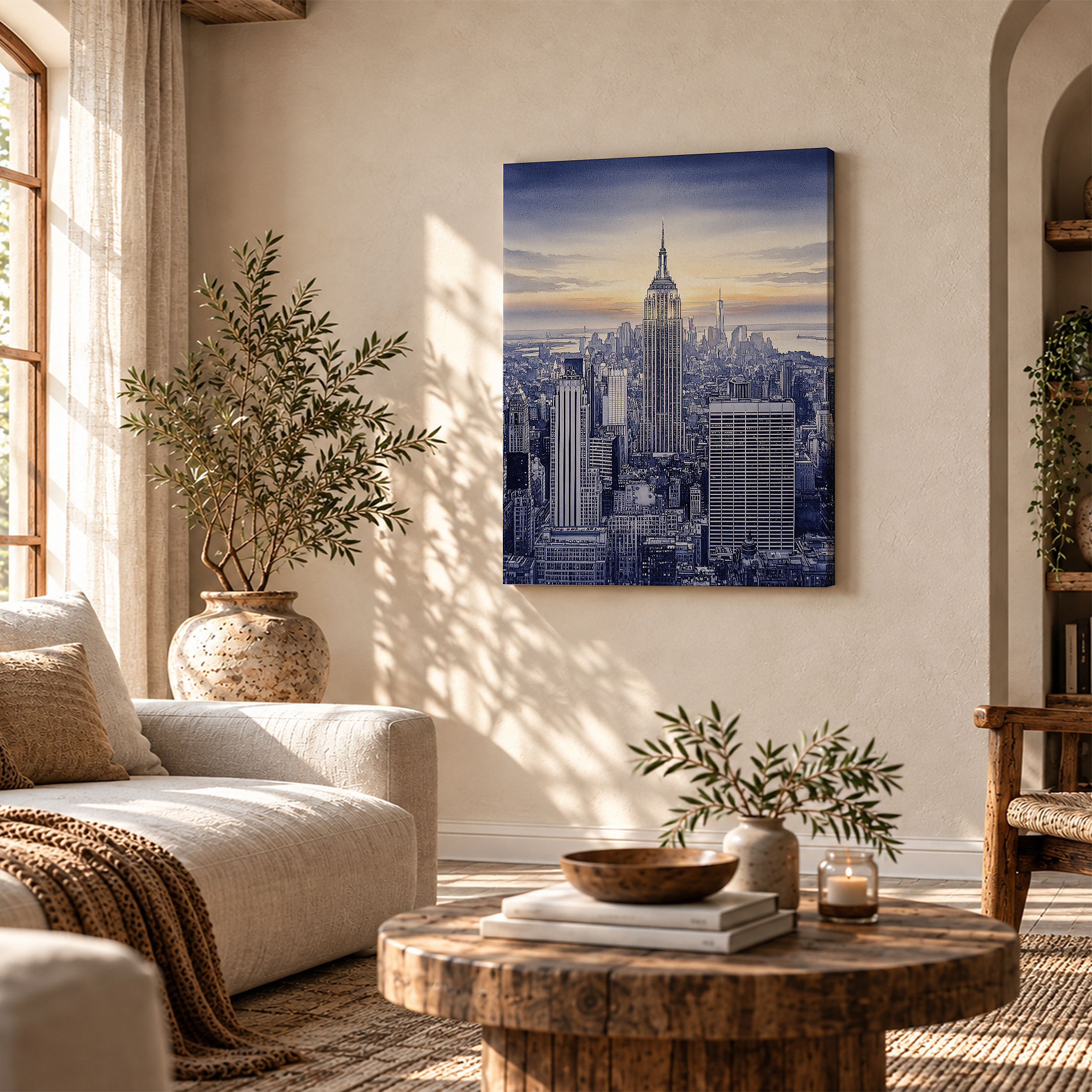 New York City Skyline Sunset Framed Canvas Wall Art - Image 4