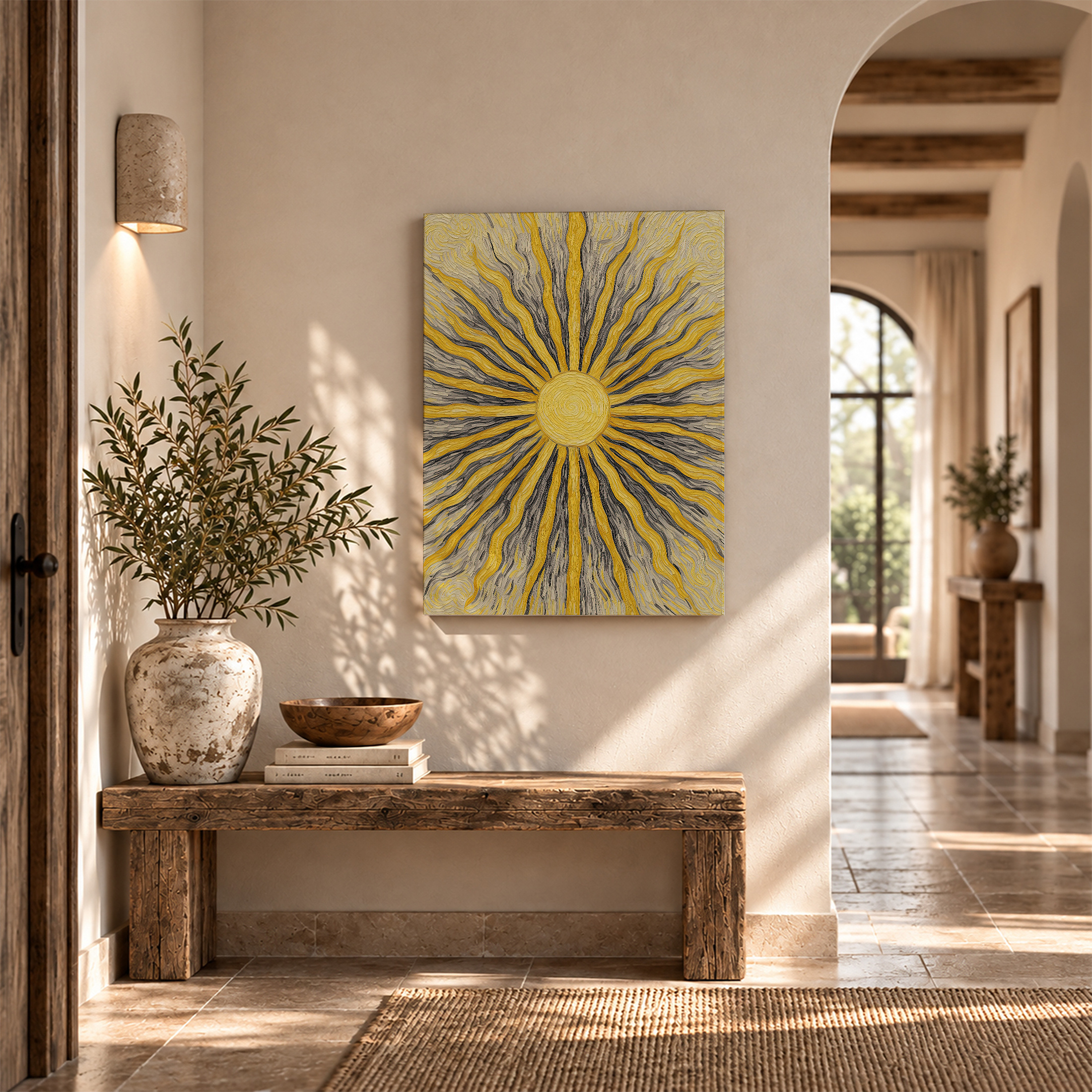 Sunburst Radiant Sun Framed Canvas Wall Art - Ready to Hang - Image 6