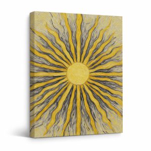 Sunburst Radiant Sun Framed Canvas Wall Art - Ready to Hang