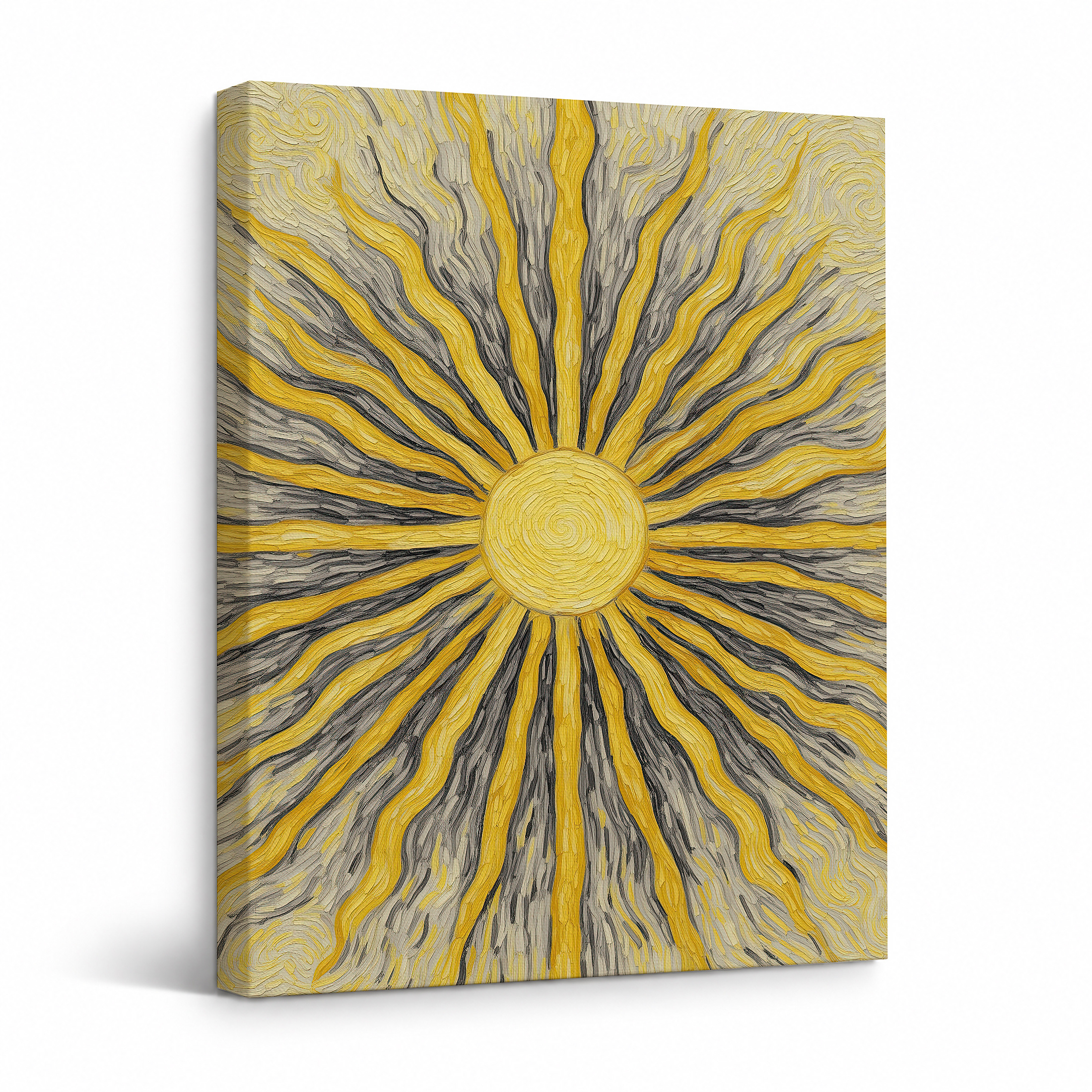 Sunburst Radiant Sun Framed Canvas Wall Art - Ready to Hang