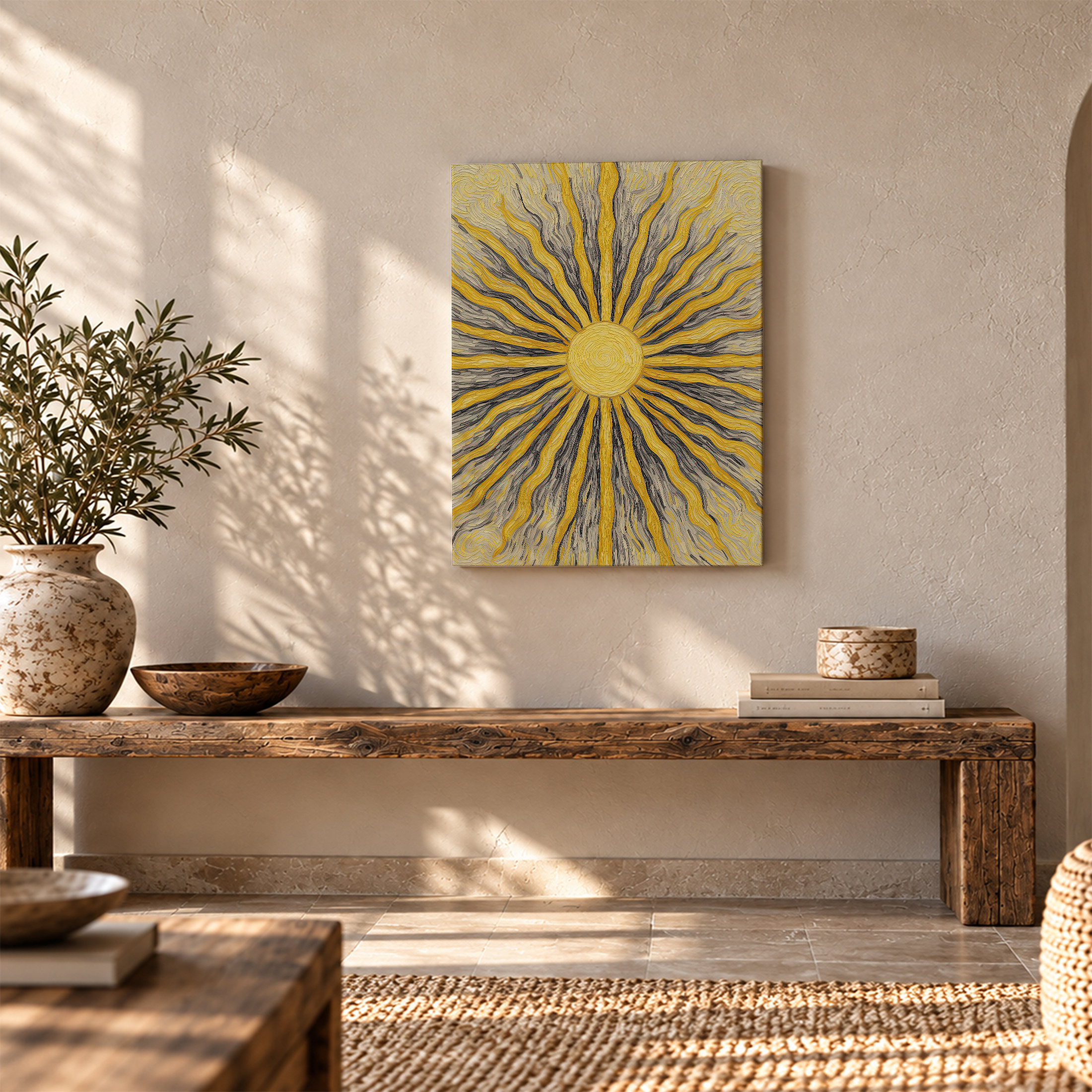 Sunburst Radiant Sun Framed Canvas Wall Art - Ready to Hang - Image 5