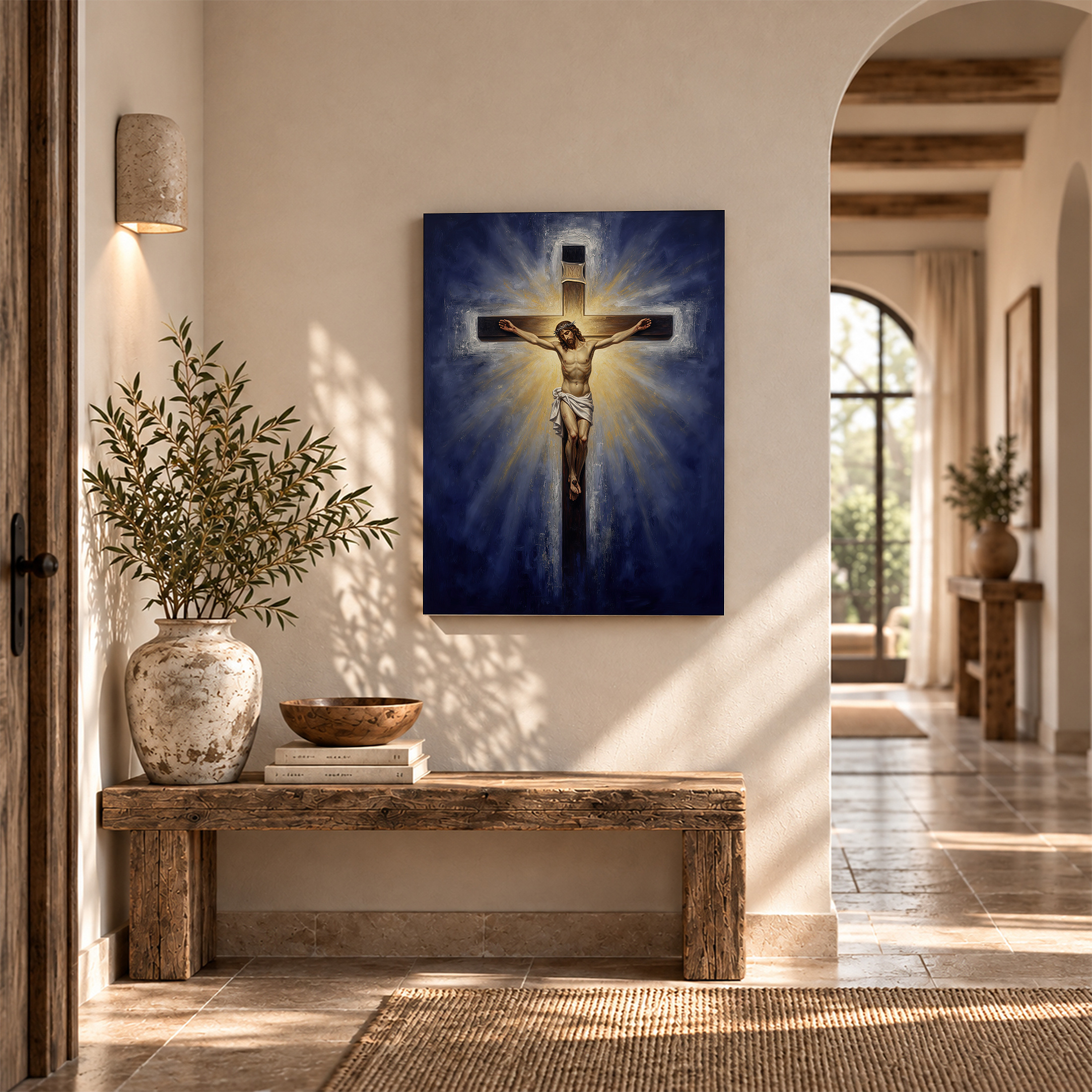 Radiant Cross Religious Framed Canvas Wall Art Ready to Hang - Image 6