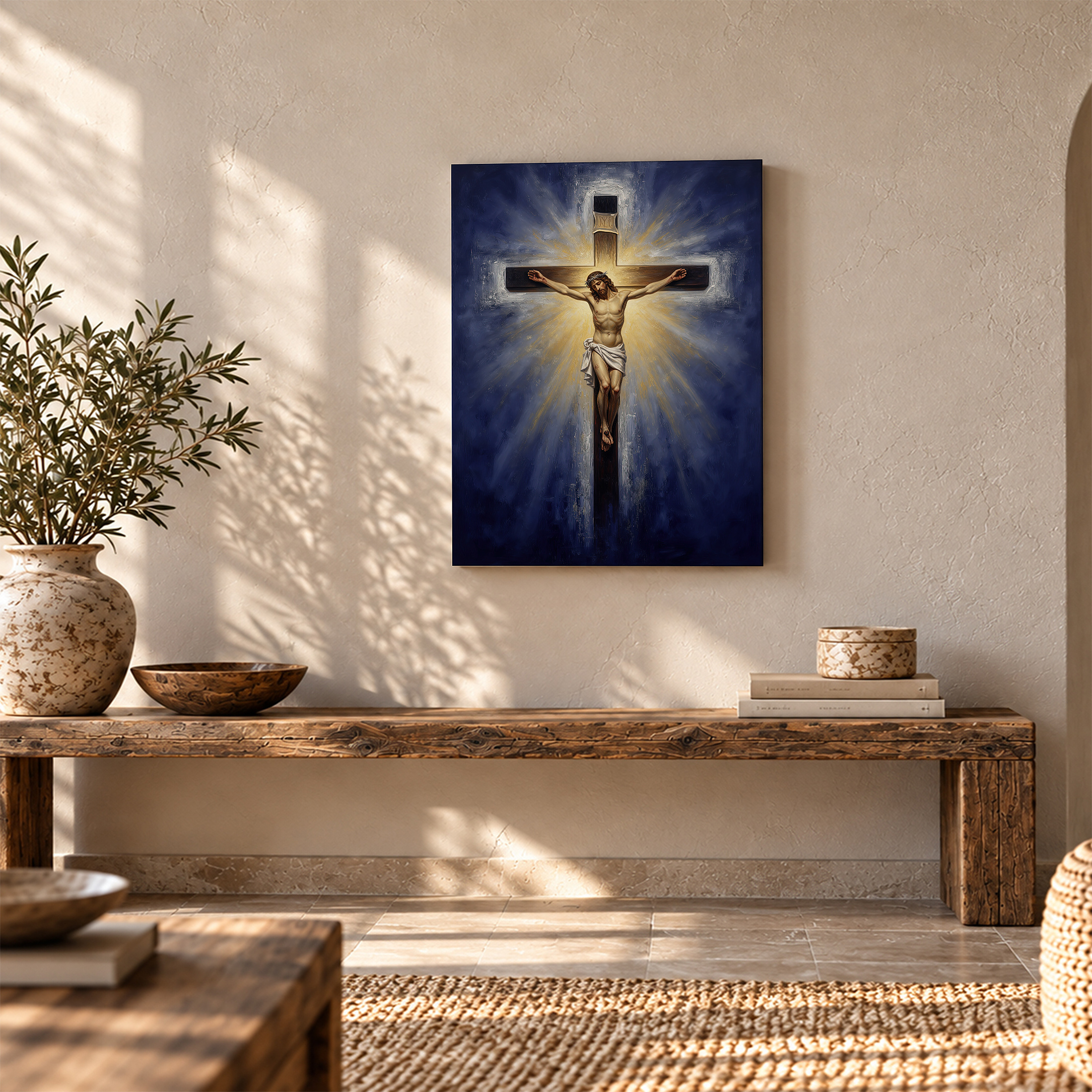 Radiant Cross Religious Framed Canvas Wall Art Ready to Hang - Image 5