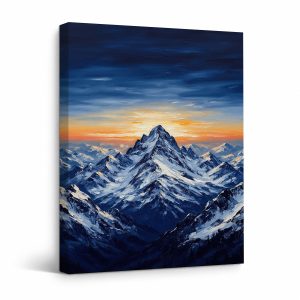 Snow-Capped Mountain Sunset Framed Canvas Wall Art | Ready to Hang