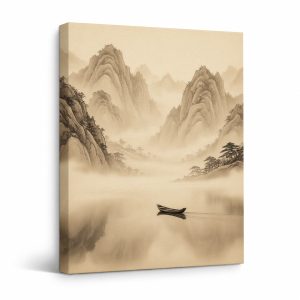 Misty Mountain Serenity Framed Canvas Wall Art