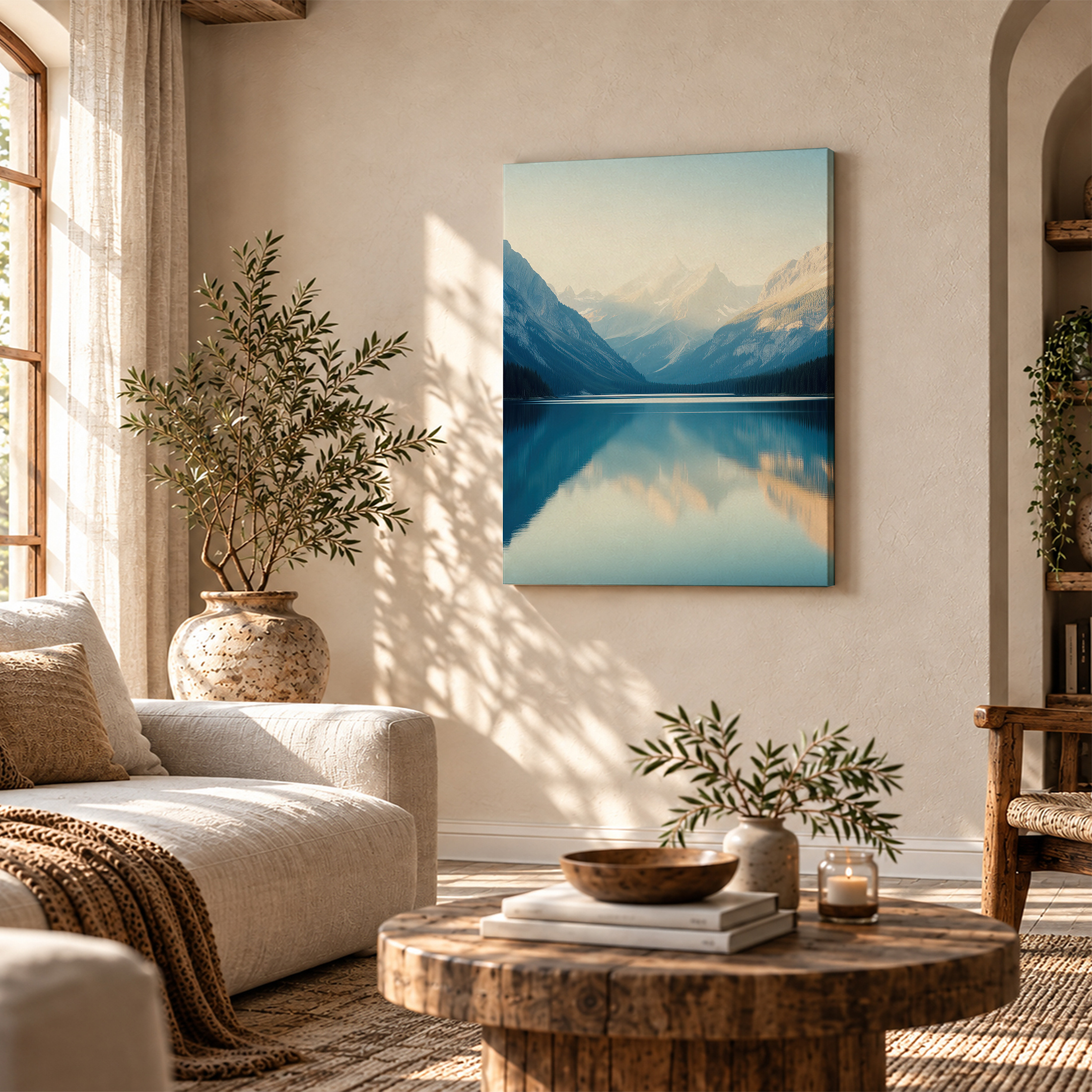 Mountain Lake Reflections Framed Canvas Wall Art - Image 4