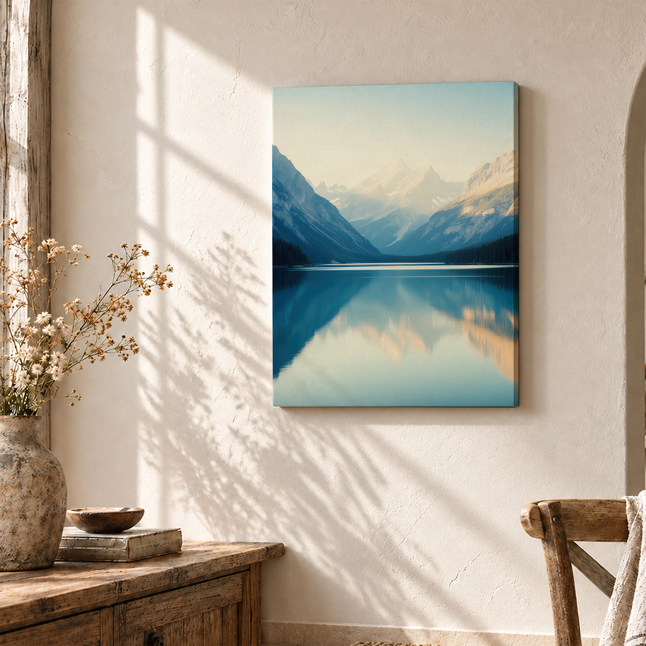 Mountain Lake Reflections Framed Canvas Wall Art - Image 3