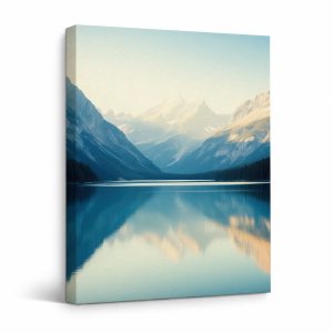 Mountain Lake Reflections Framed Canvas Wall Art