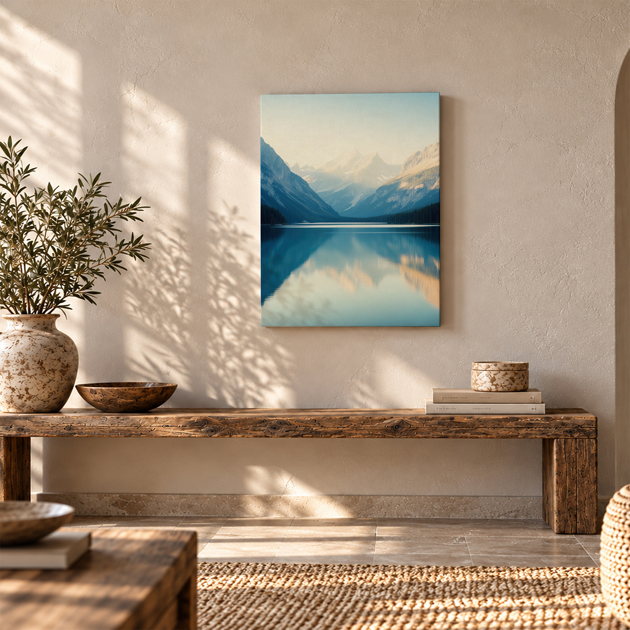 Mountain Lake Reflections Framed Canvas Wall Art - Image 5