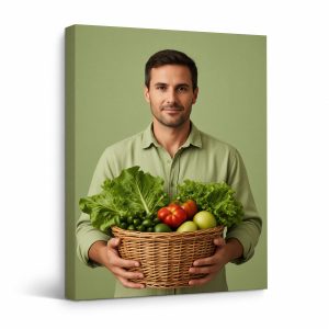 Fresh Produce Basket Framed Canvas Wall Art - Ready to Hang