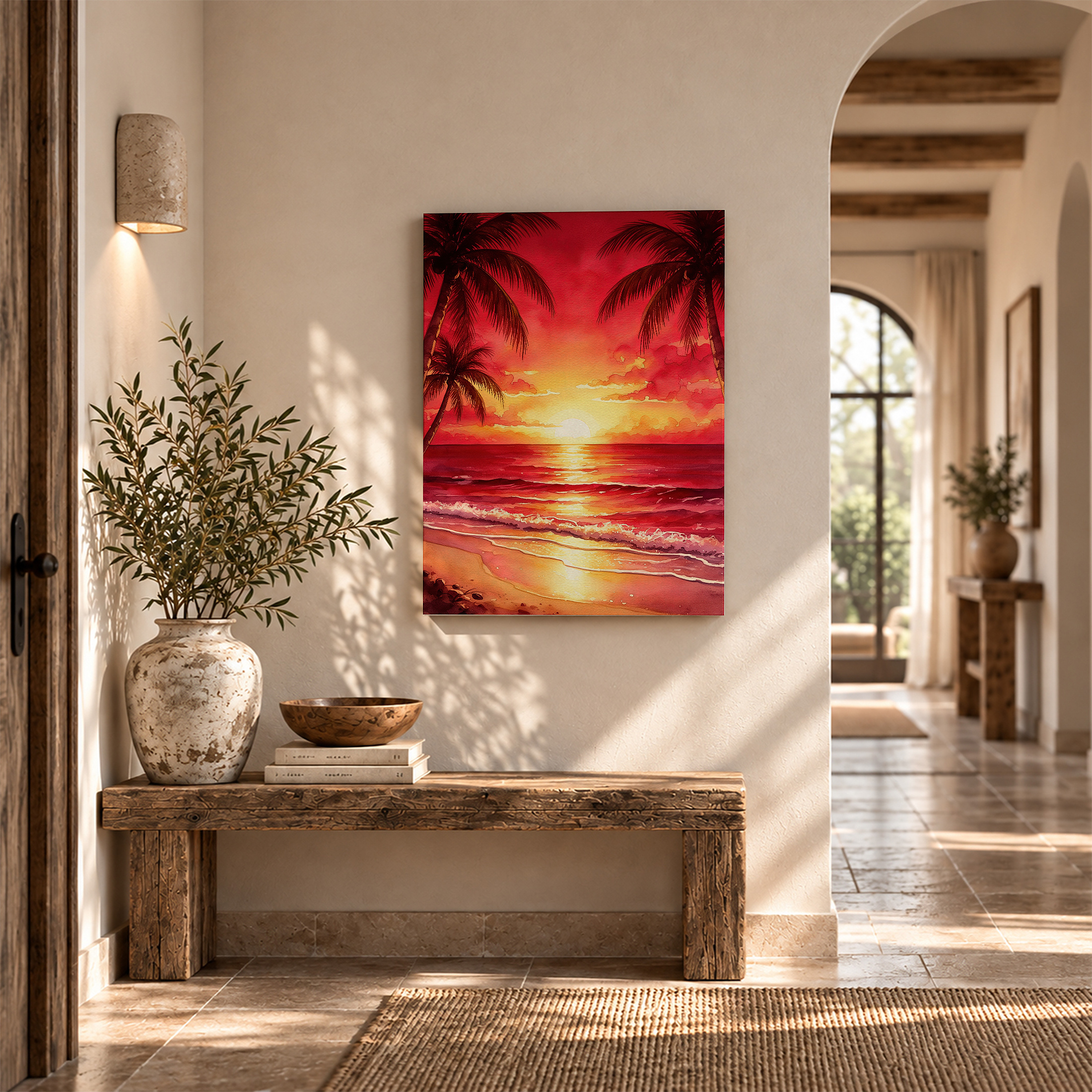 Tropical Sunset Beach Framed Canvas Wall Art Ready to Hang - Image 6