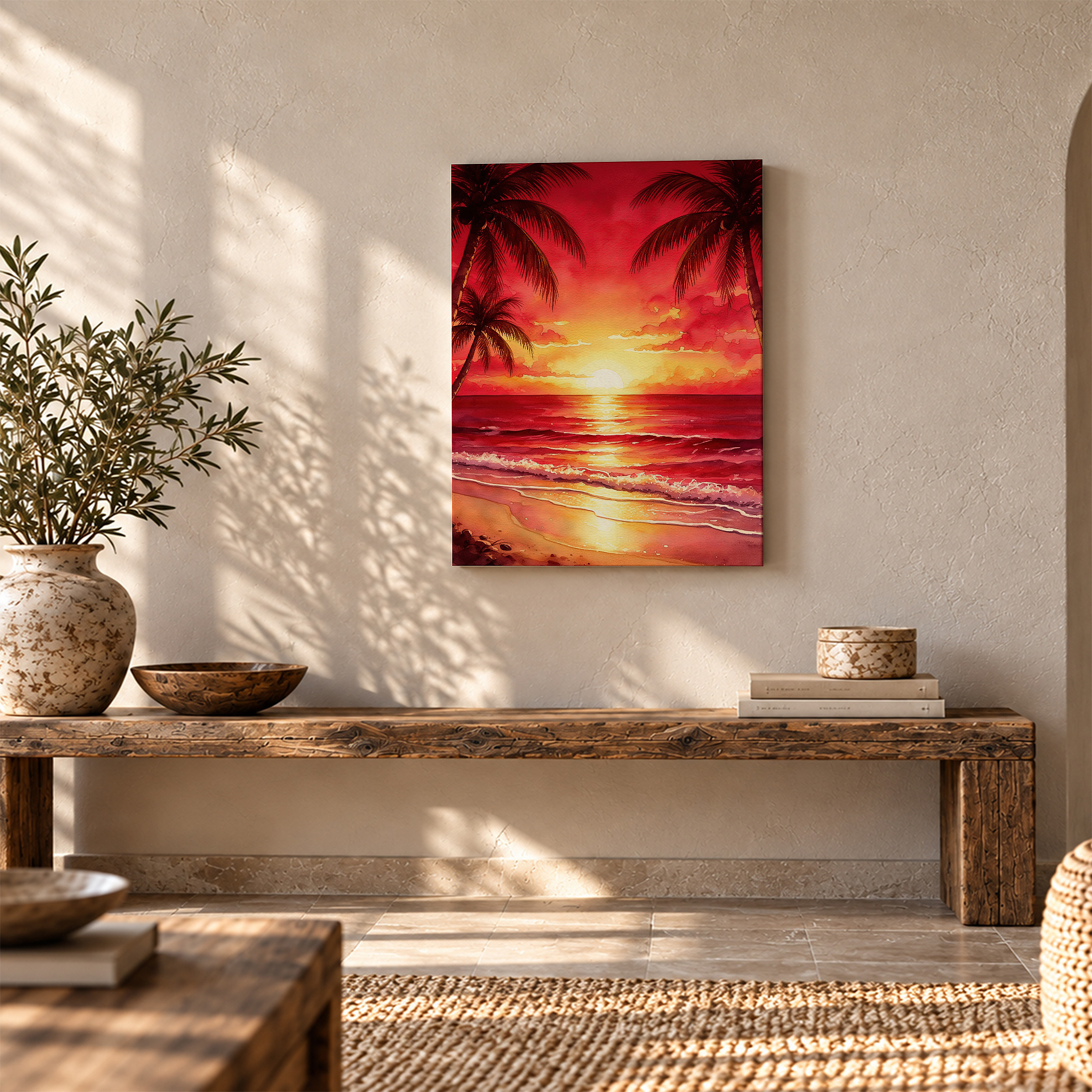 Tropical Sunset Beach Framed Canvas Wall Art Ready to Hang - Image 5