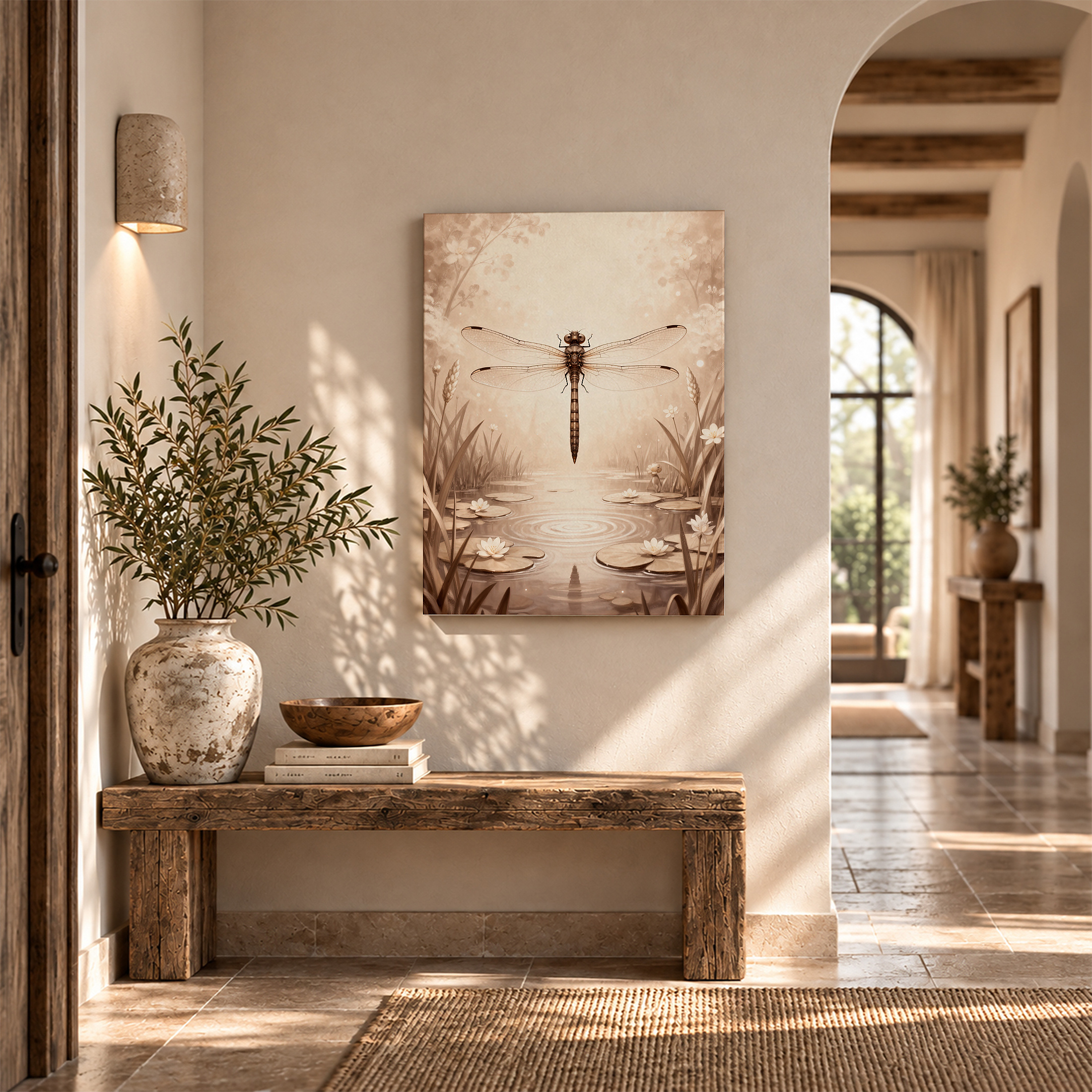 Dragonfly Pond Serenity Framed Canvas Wall Art - Ready to Hang - Image 6
