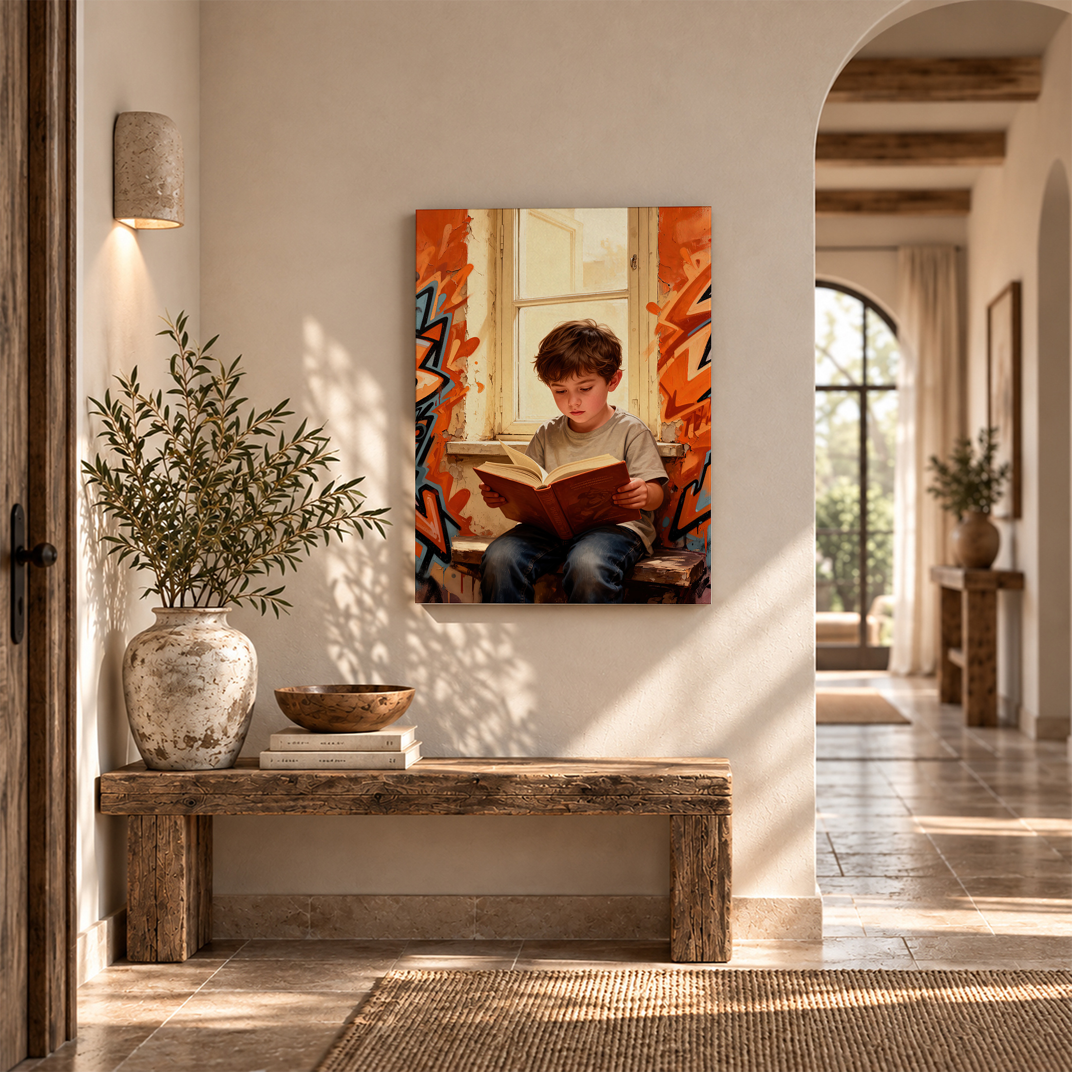 Graffiti Window Reader Framed Canvas Wall Art - Ready to Hang - Image 6