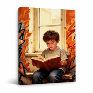 Graffiti Window Reader Framed Canvas Wall Art - Ready to Hang