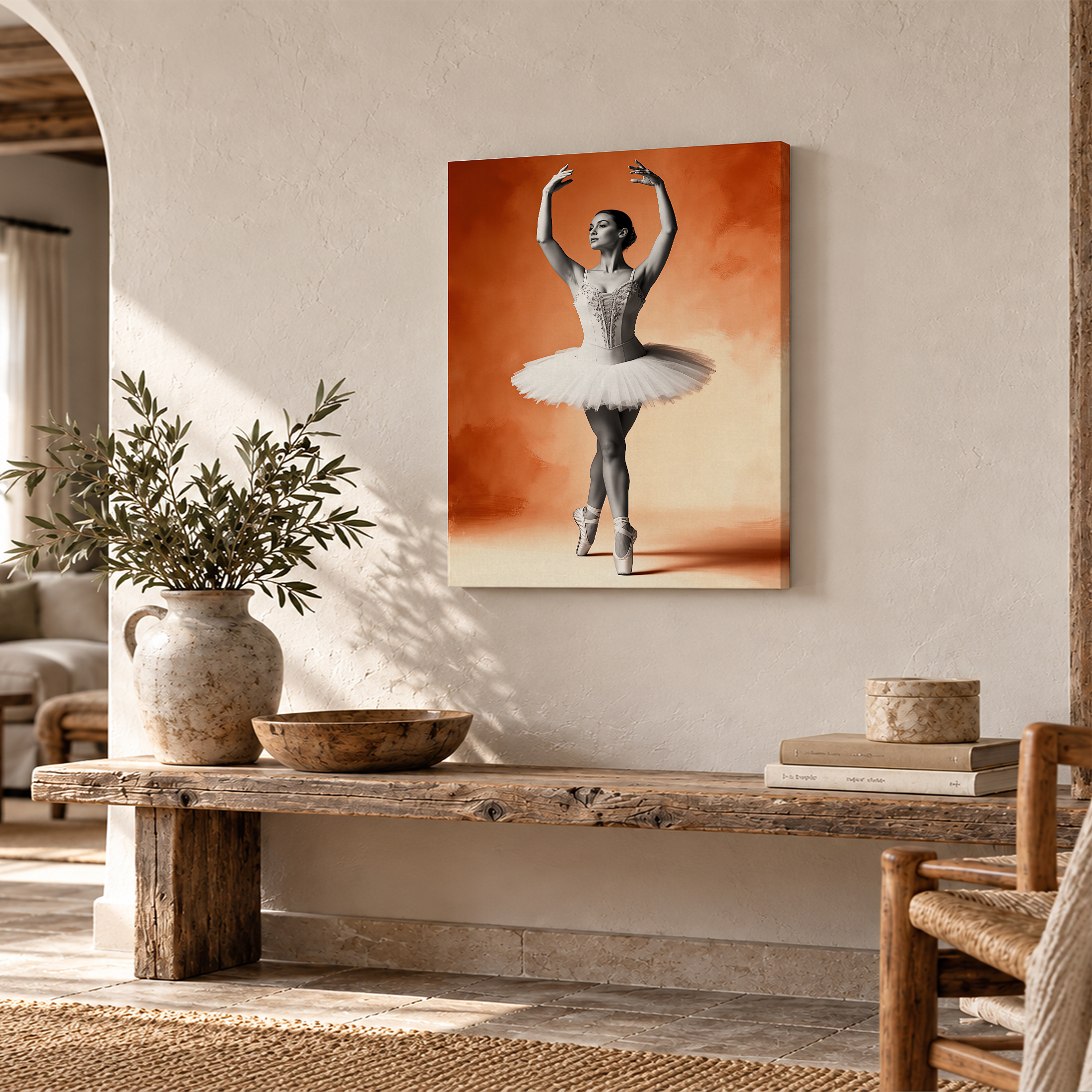 Ballet Dancer Sunset Framed Canvas Wall Art Ready to Hang - Image 2
