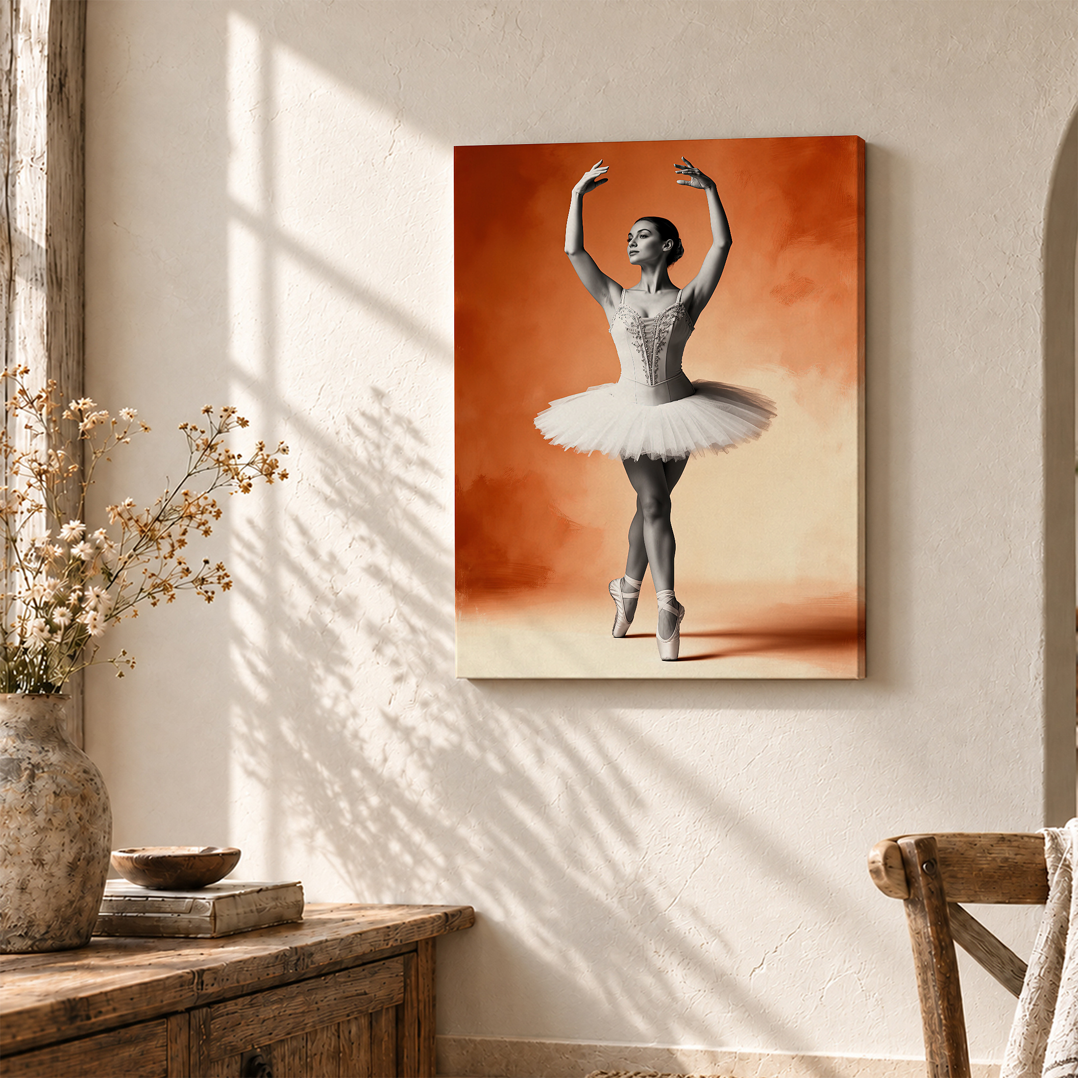 Ballet Dancer Sunset Framed Canvas Wall Art Ready to Hang - Image 3