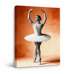 Ballet Dancer Sunset Framed Canvas Wall Art Ready to Hang
