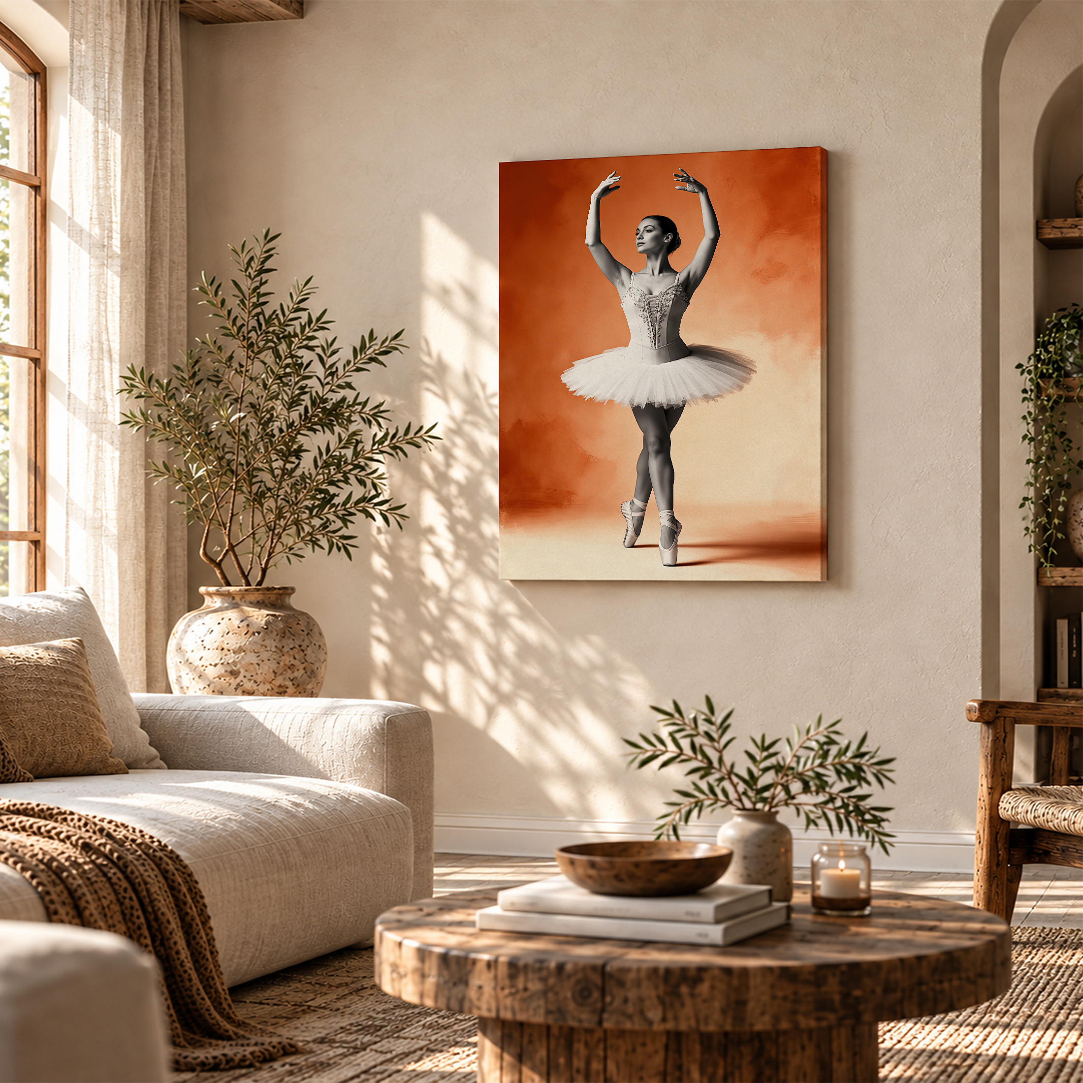 Ballet Dancer Sunset Framed Canvas Wall Art Ready to Hang - Image 4