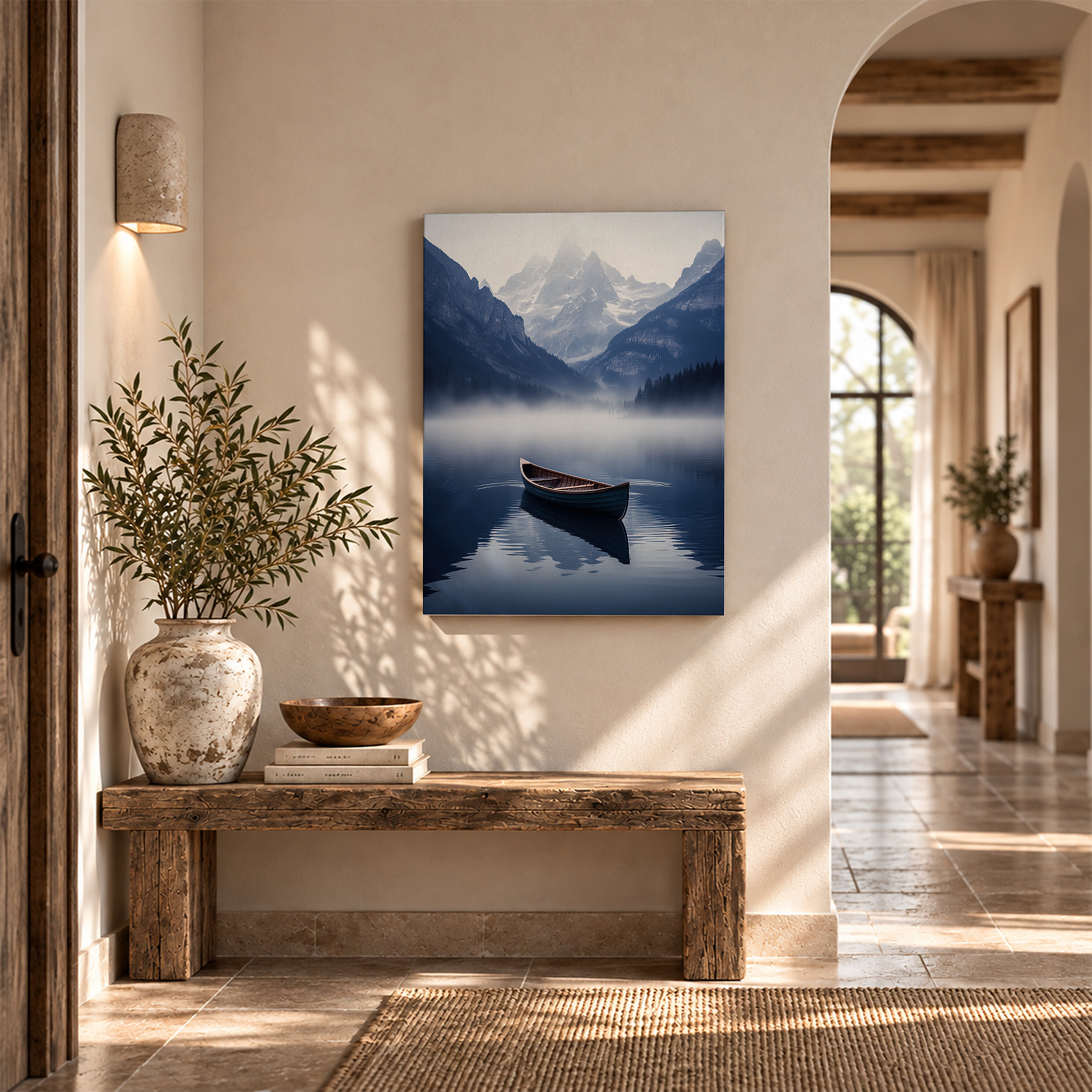 Misty Mountain Lake Framed Canvas Wall Art - Ready to Hang - Image 6