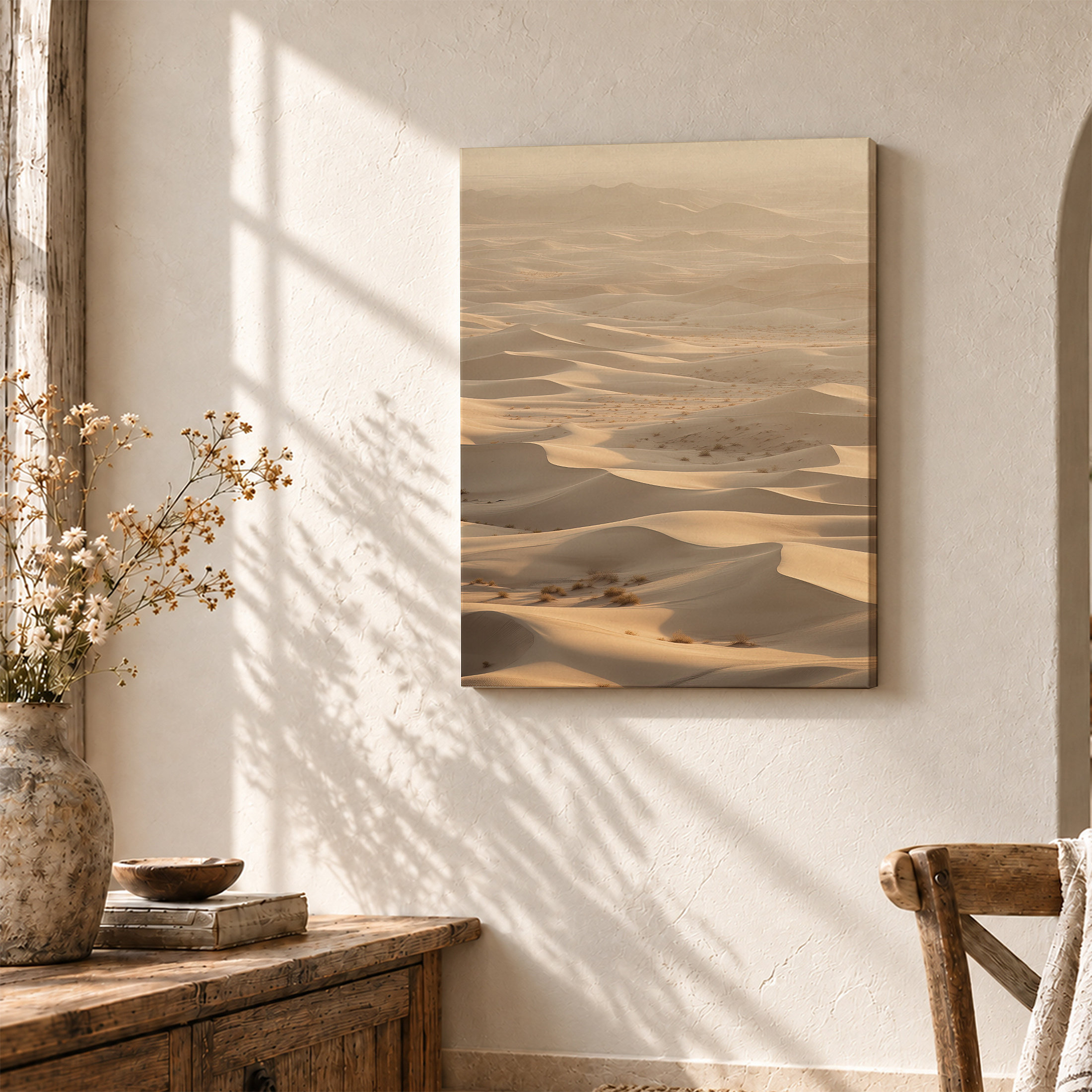 Golden Sand Dunes Framed Canvas Wall Art - Ready to Hang - Image 3