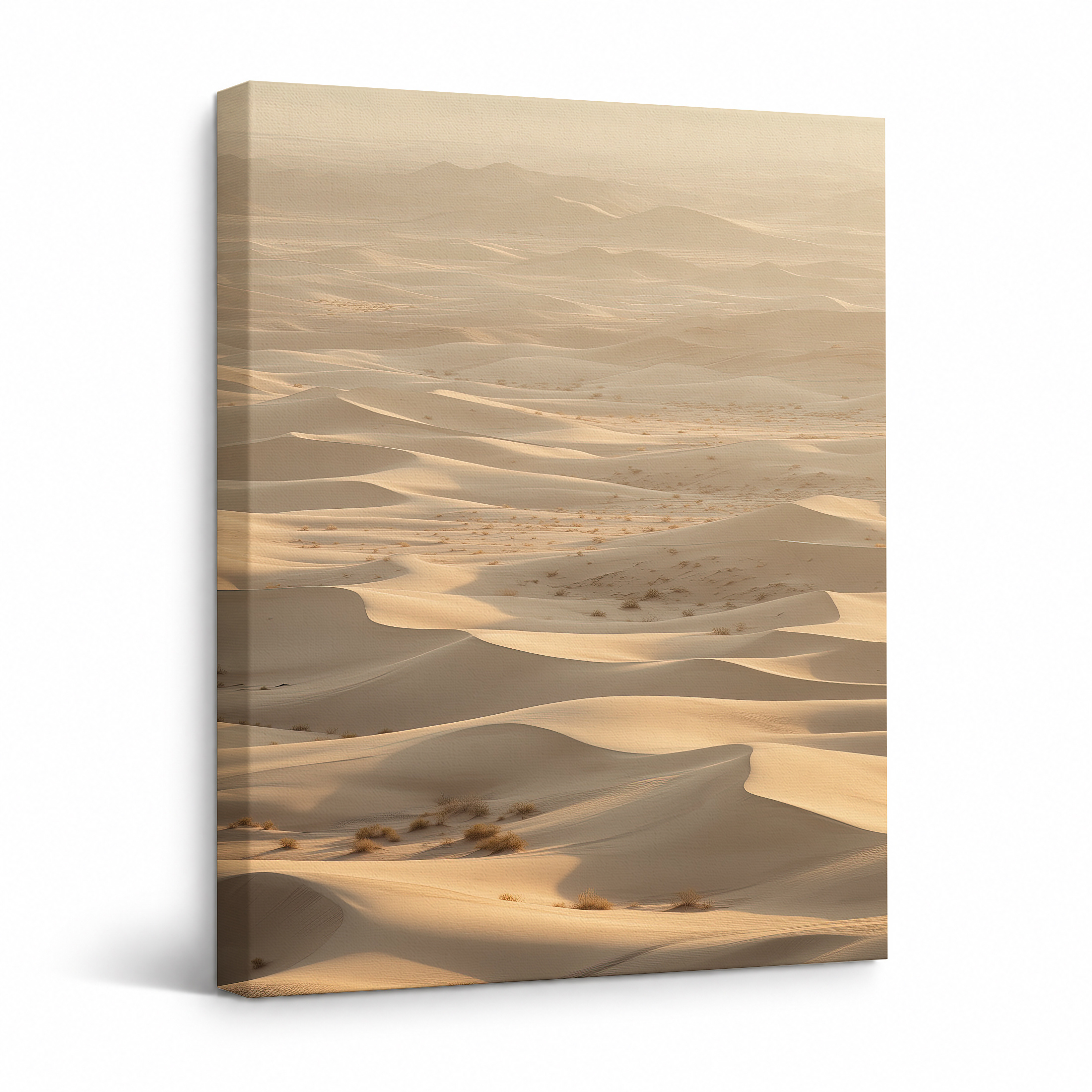 Golden Sand Dunes Framed Canvas Wall Art - Ready to Hang