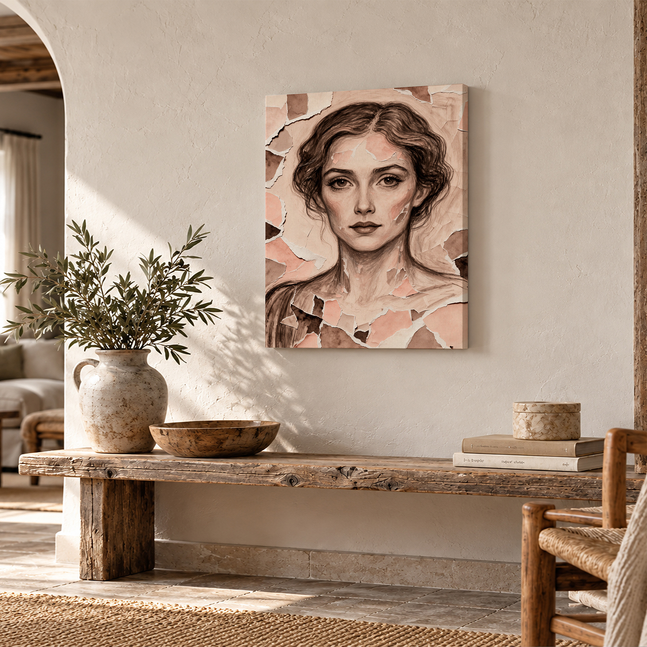 Torn Paper Portrait Framed Canvas Wall Art - Image 2