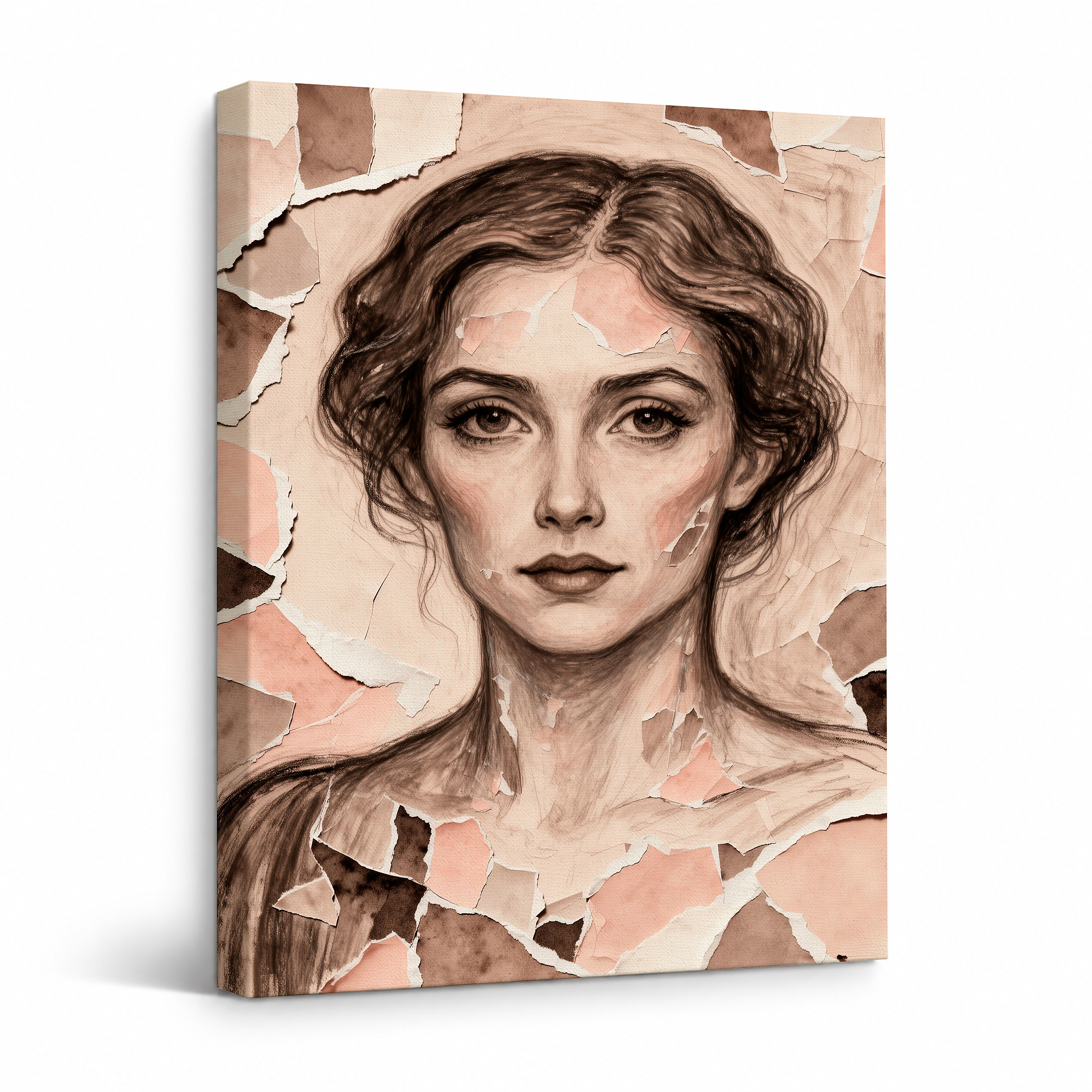 Torn Paper Portrait Framed Canvas Wall Art
