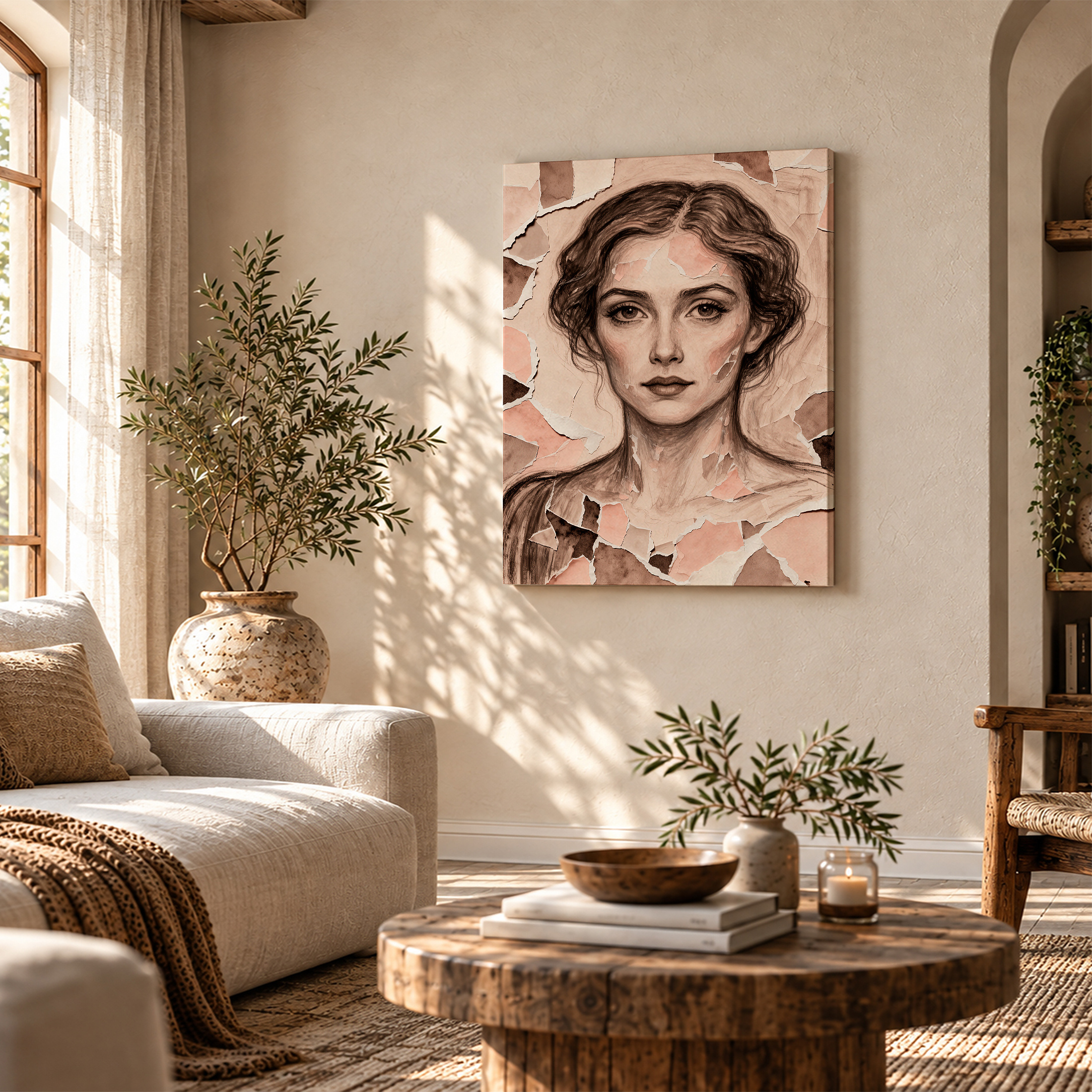 Torn Paper Portrait Framed Canvas Wall Art - Image 4