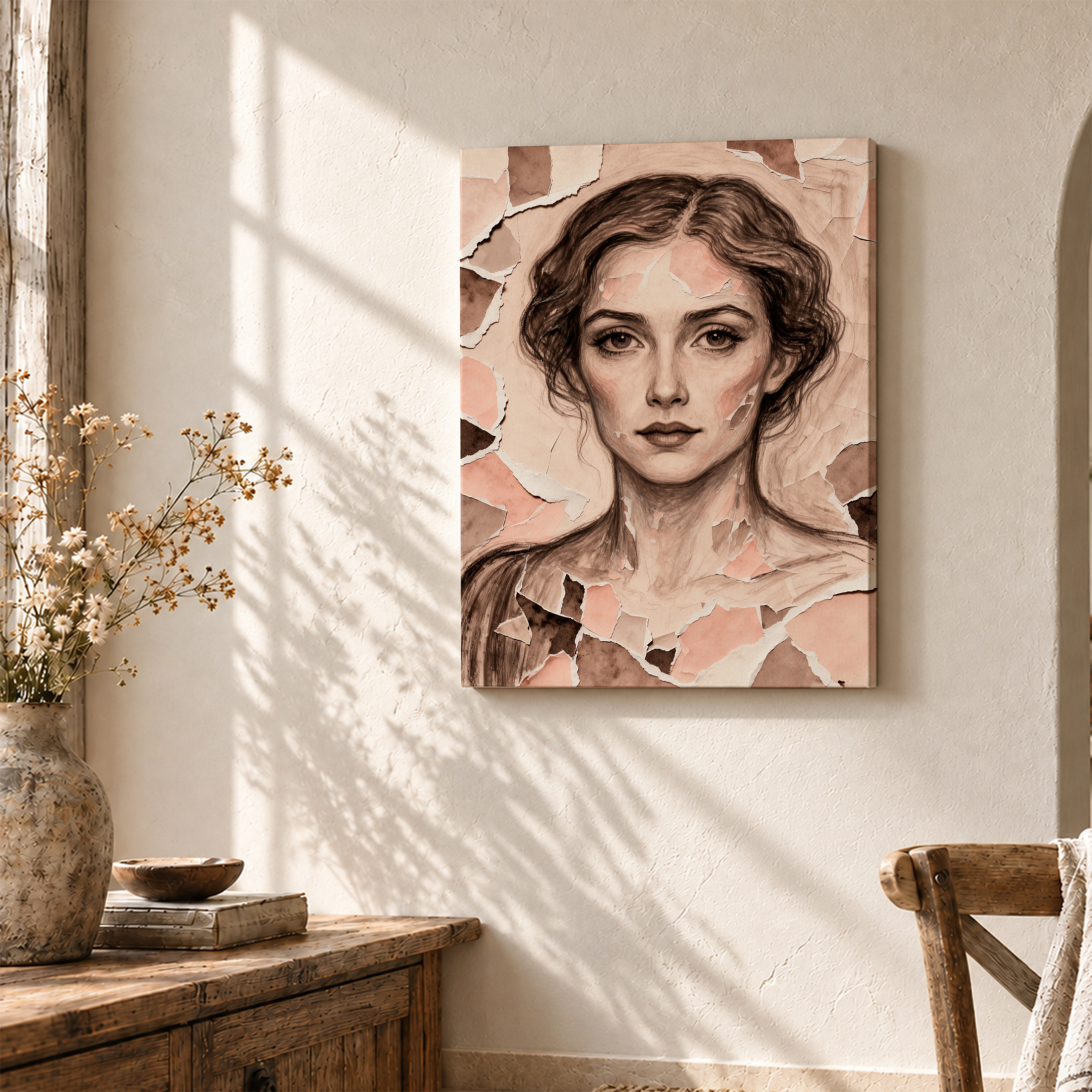 Torn Paper Portrait Framed Canvas Wall Art - Image 3