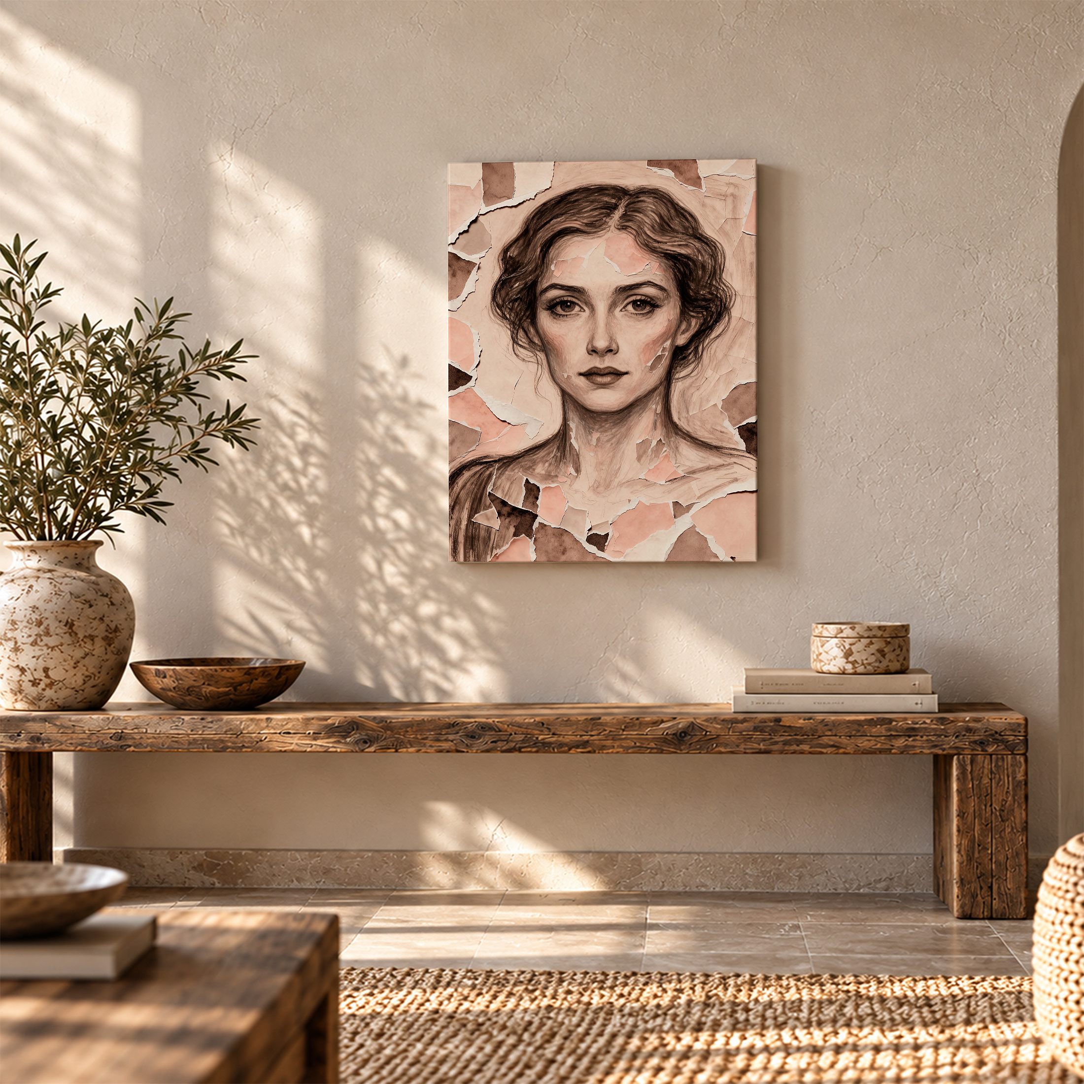 Torn Paper Portrait Framed Canvas Wall Art - Image 5