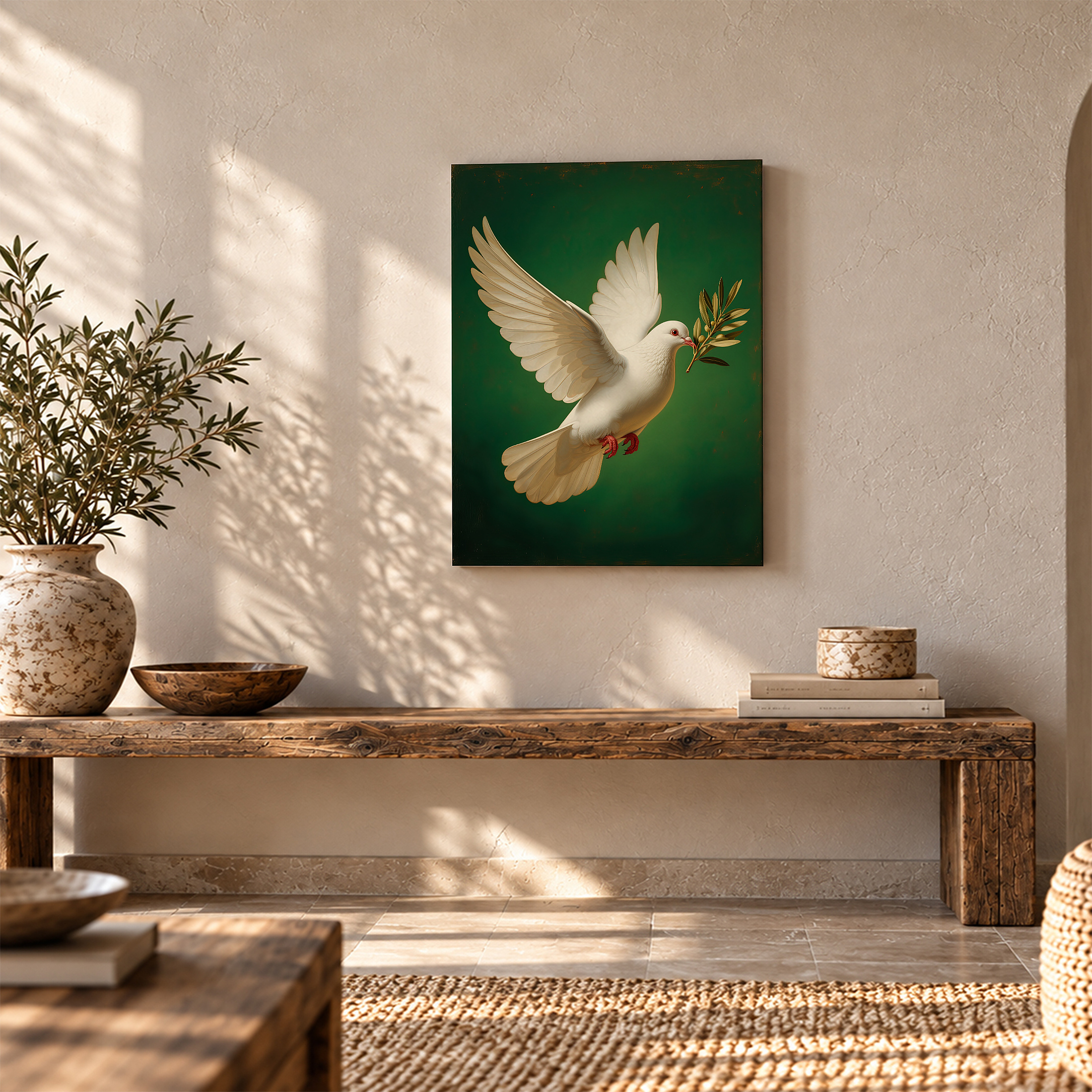 Peace Dove Olive Branch Framed Canvas Wall Art Ready to Hang - Image 5