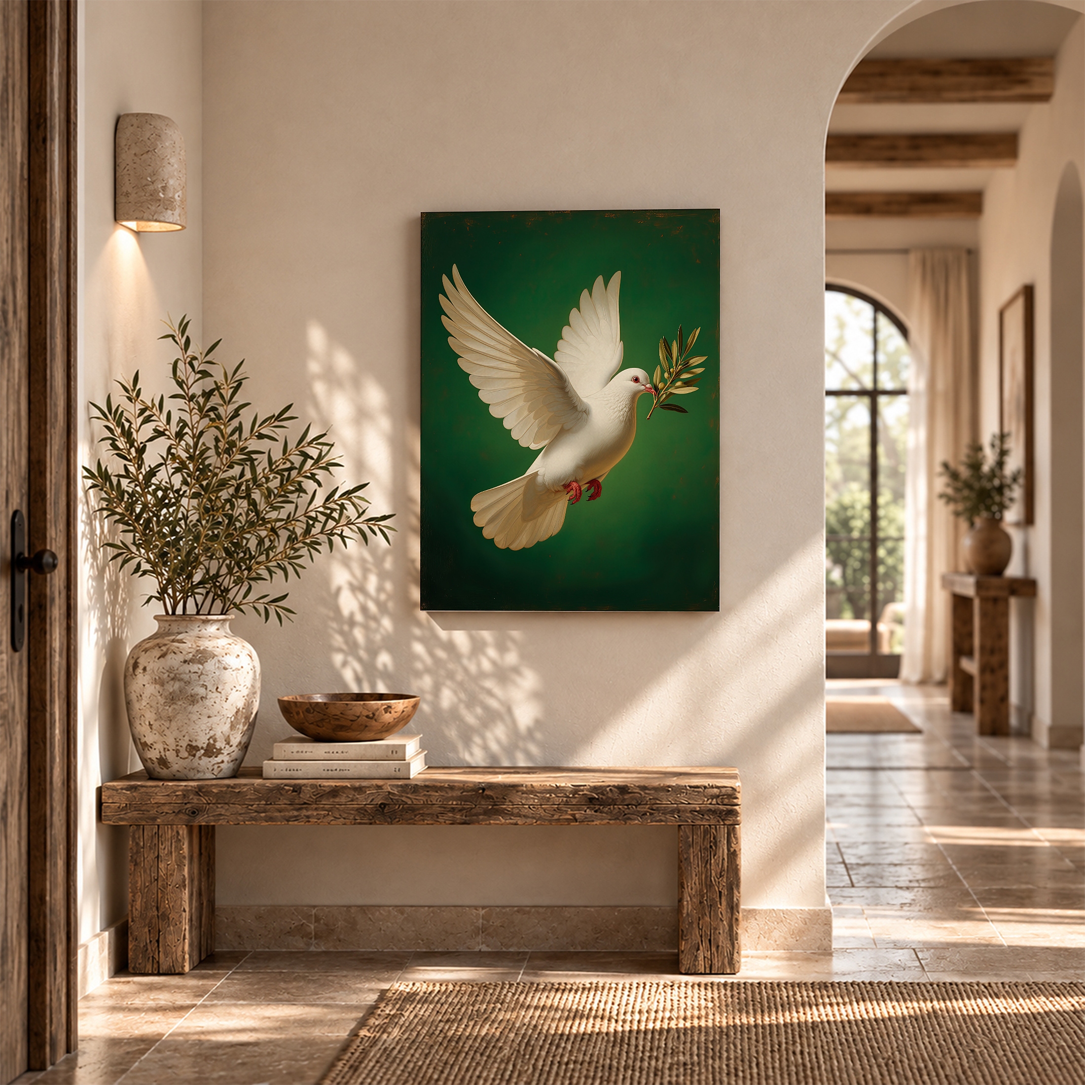 Peace Dove Olive Branch Framed Canvas Wall Art Ready to Hang - Image 6