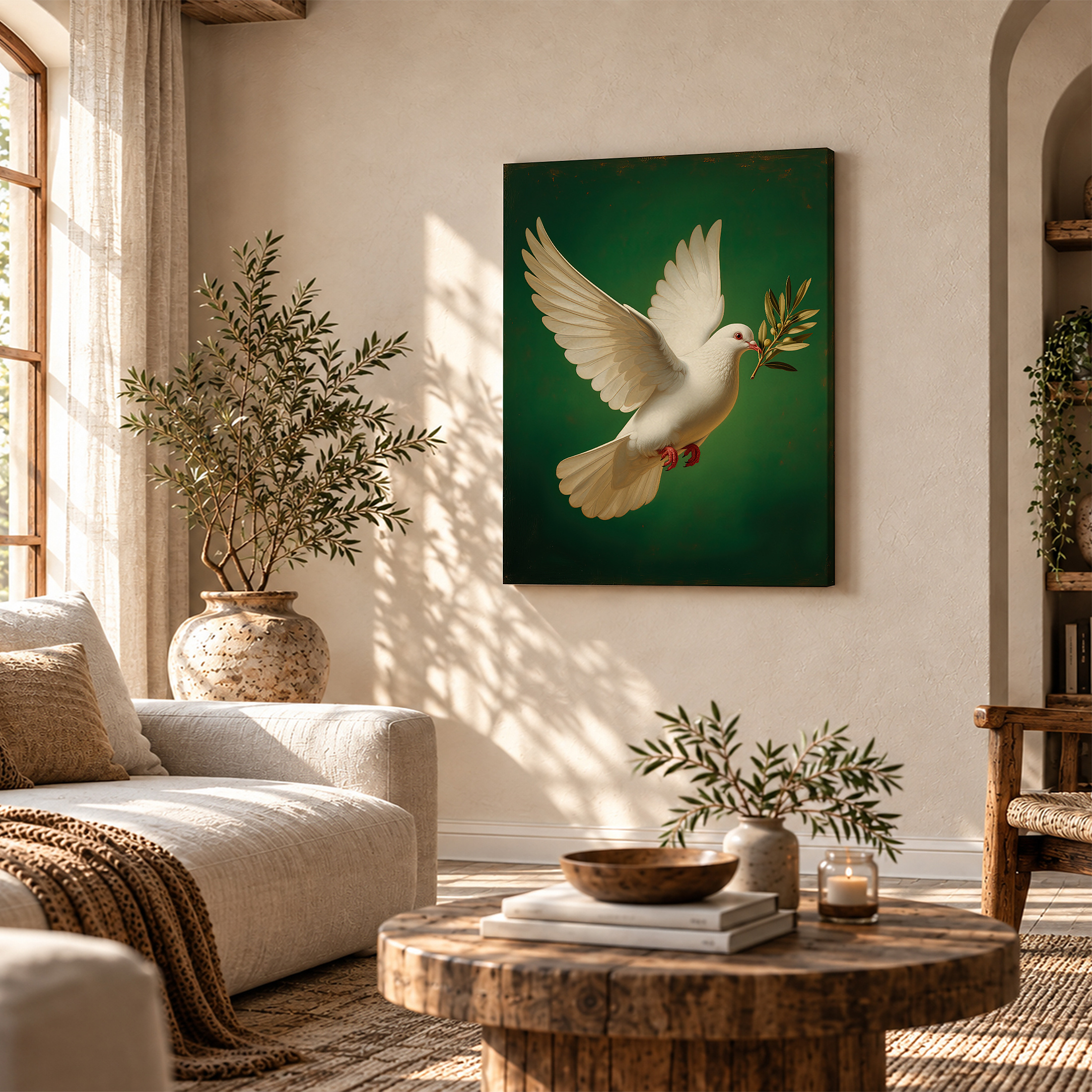 Peace Dove Olive Branch Framed Canvas Wall Art Ready to Hang - Image 4