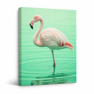 Mint Water Flamingo Framed Canvas Wall Art | Ready to Hang Decor