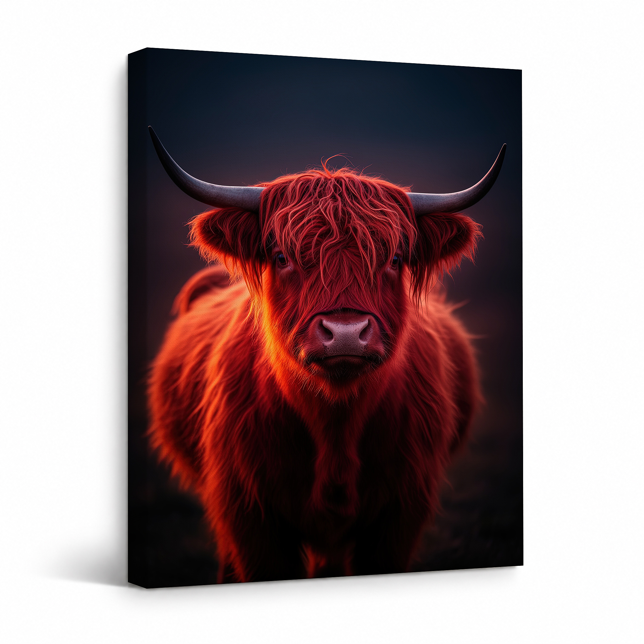 Glowing Highland Cow Framed Canvas Wall Art