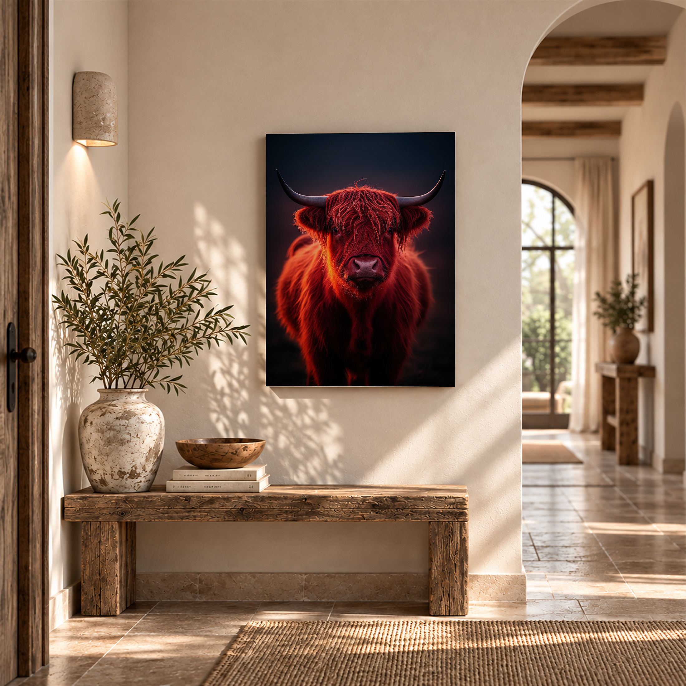 Glowing Highland Cow Framed Canvas Wall Art - Image 6