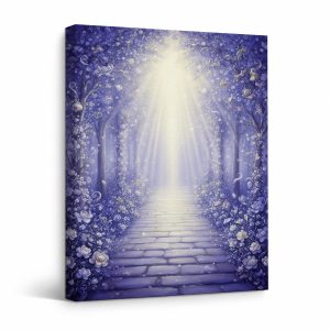 Enchanted Purple Forest Path Framed Canvas Wall Art