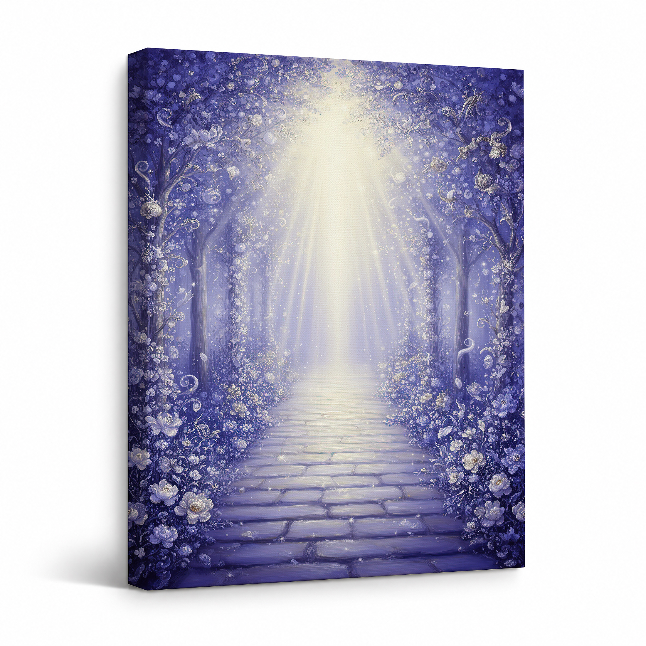Enchanted Purple Forest Path Framed Canvas Wall Art