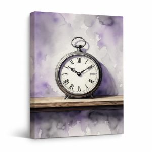 Vintage Pocket Watch Watercolor Framed Canvas Wall Art Ready to Hang