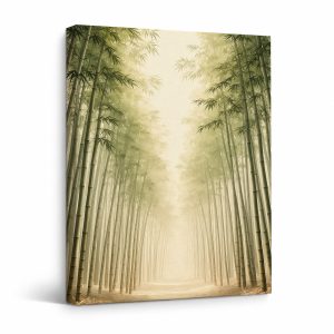 Misty Bamboo Forest Framed Canvas Wall Art - Ready to Hang