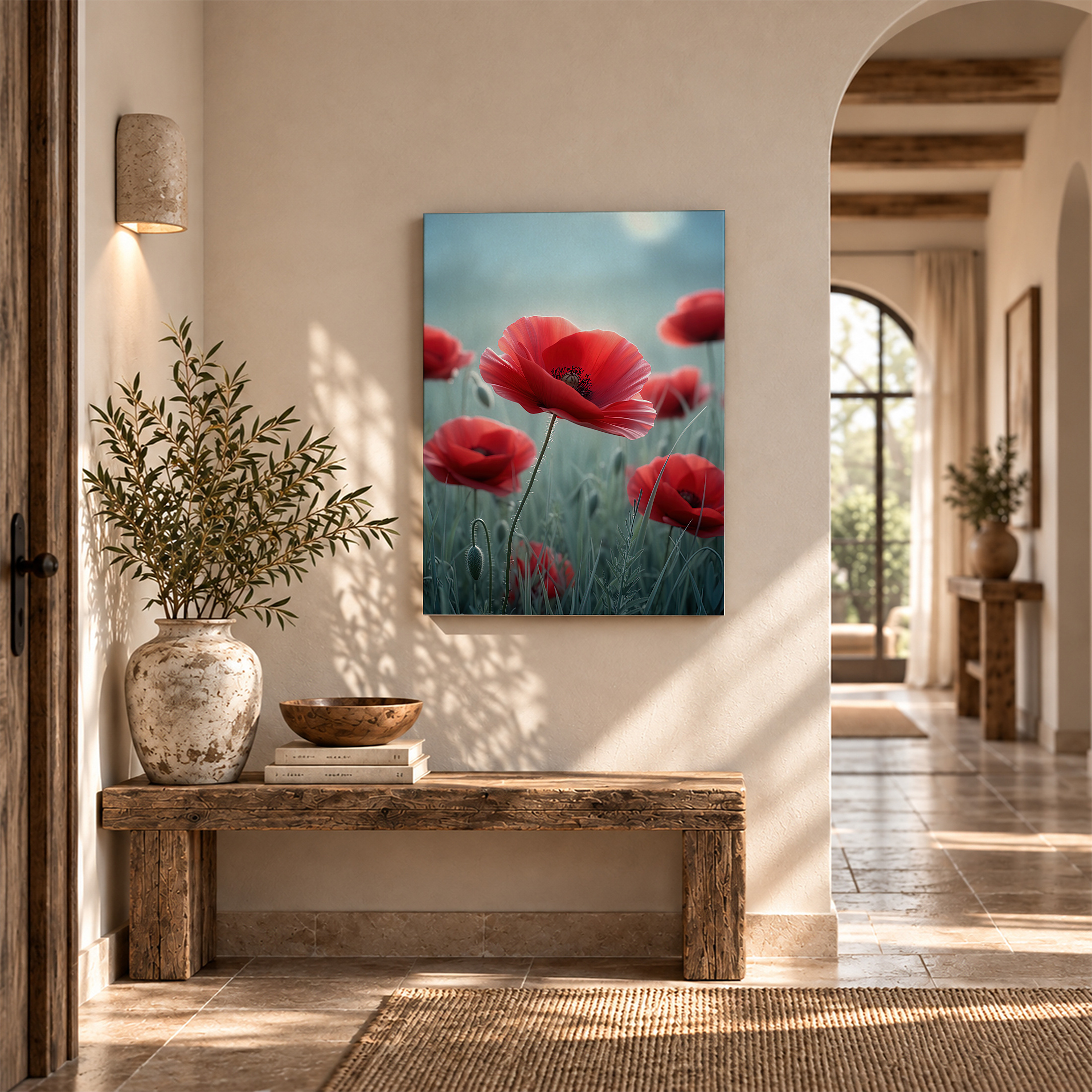 Red Poppies Field Framed Canvas Wall Art - Image 6