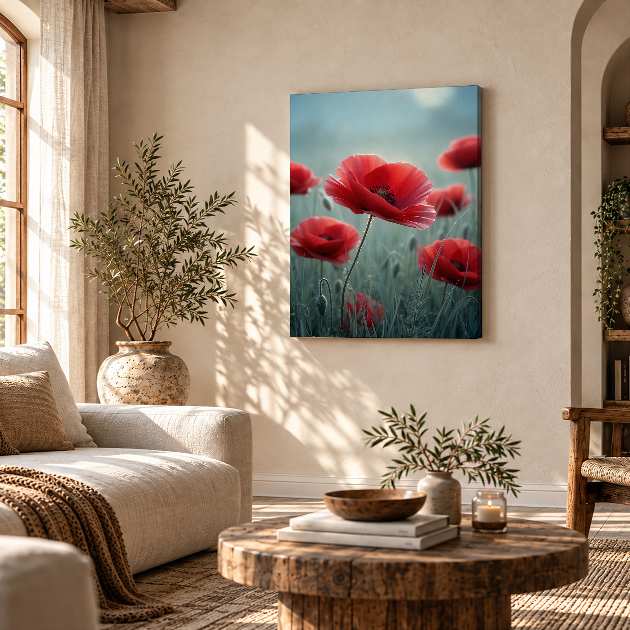 Red Poppies Field Framed Canvas Wall Art - Image 4