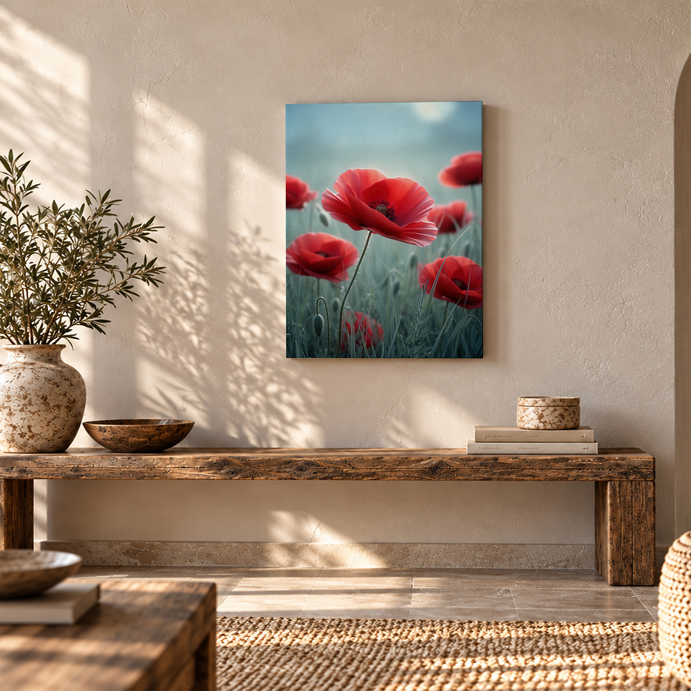 Red Poppies Field Framed Canvas Wall Art - Image 5